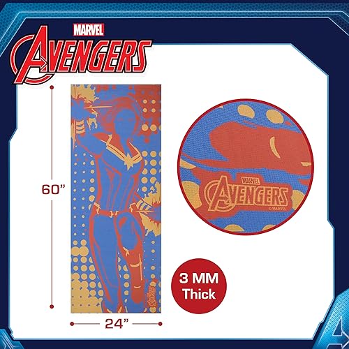 Miniatura 6 de Marvel Captain Marvel - Tapete de yoga antideslizante para niños y niñas, para todo uso, PVC, accesorios de fitness y entrenamiento, azul marino,