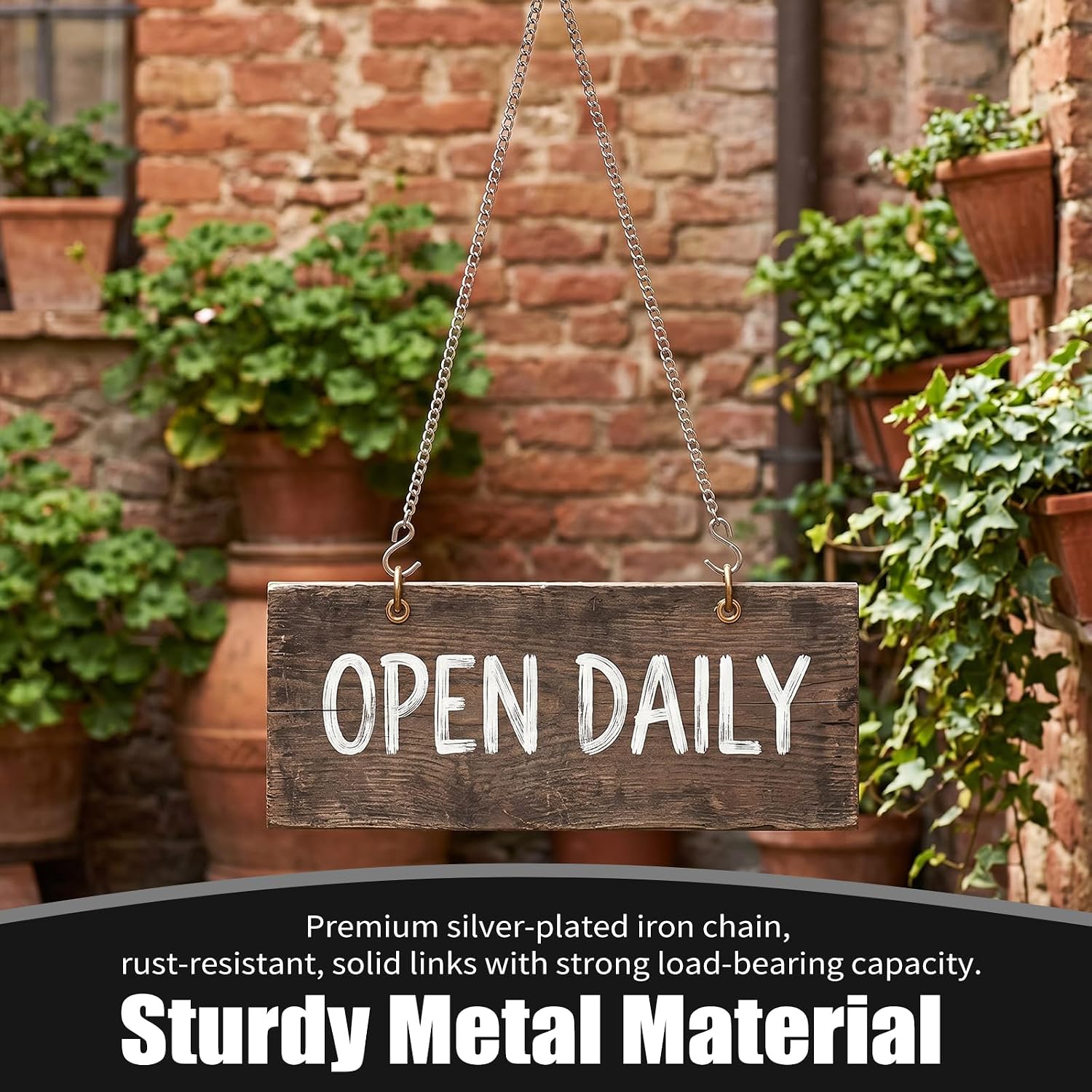 4PCS Chain for Hanging Plants with S Hooks Stainless Steel Reliable Hanging Chains for Planters Neon Signs Billboards Bird Feeders Wind Chimes Decorative Ornaments Indoor Outdoor image 4