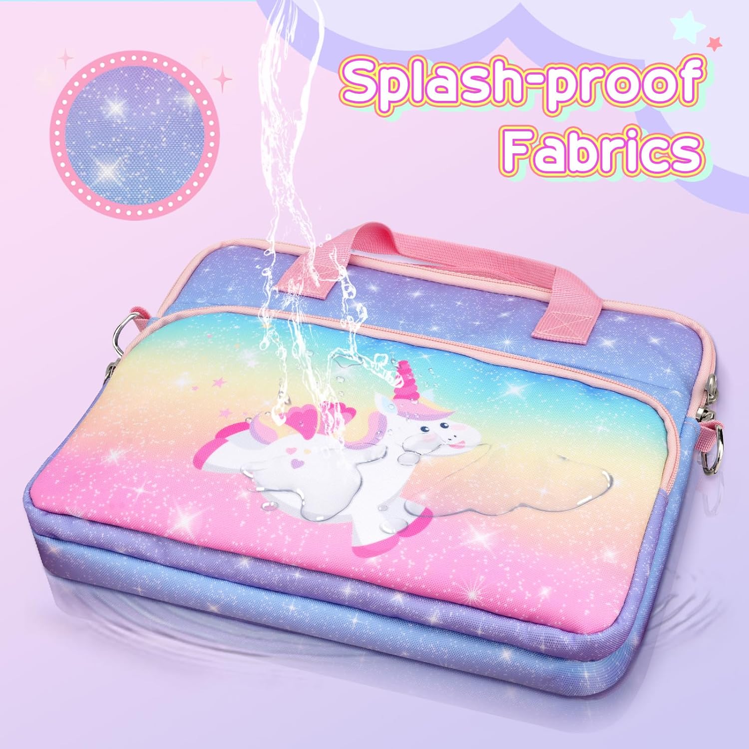 TiMOVO Tablet Sleeve Bag, 12.5 Inch Tablet Carrying Bag with Shoulder Strap for e-Reader/iPad, Shining Unicorn - Image 5