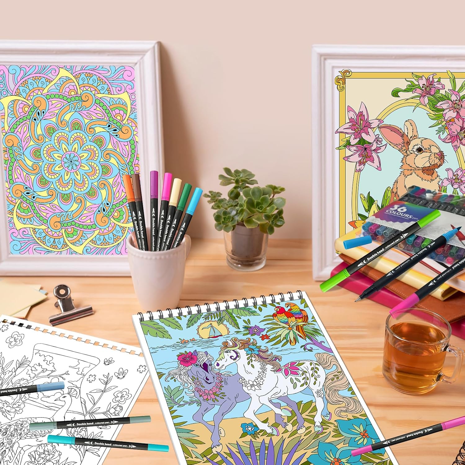 Kalysky Adult Coloring Book with Markers - Spiral Bound Coloring Book for Adults Relaxation with 36 Premium Markers | Stress Relief, Art Therapy, Mindfulness Gift - Image 8