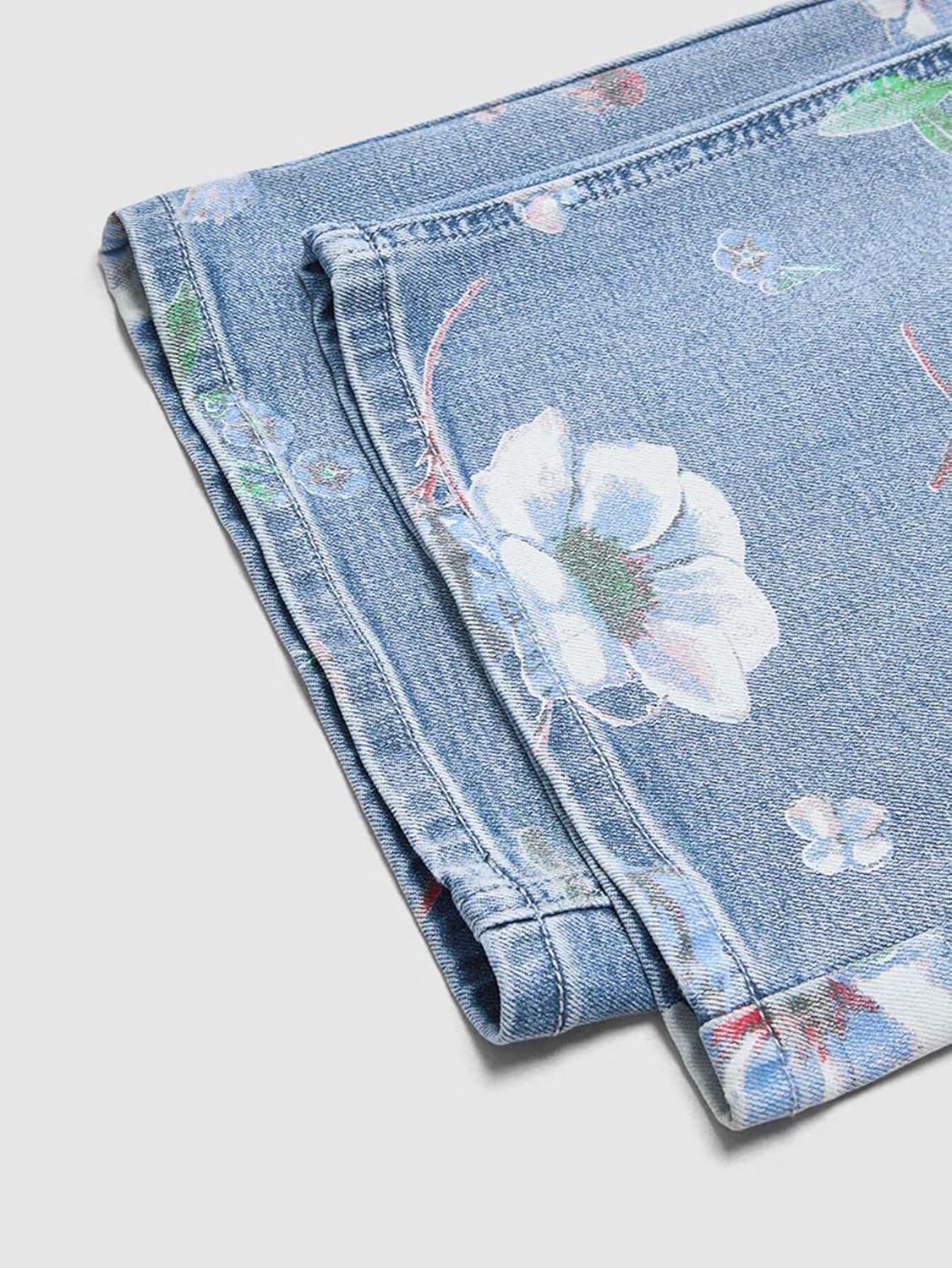 Flamingals Women's Floral Print Straight Leg Jeans for Women High Waist Floral Pattern Denim Pants Boho Cute Jeans - Image 6