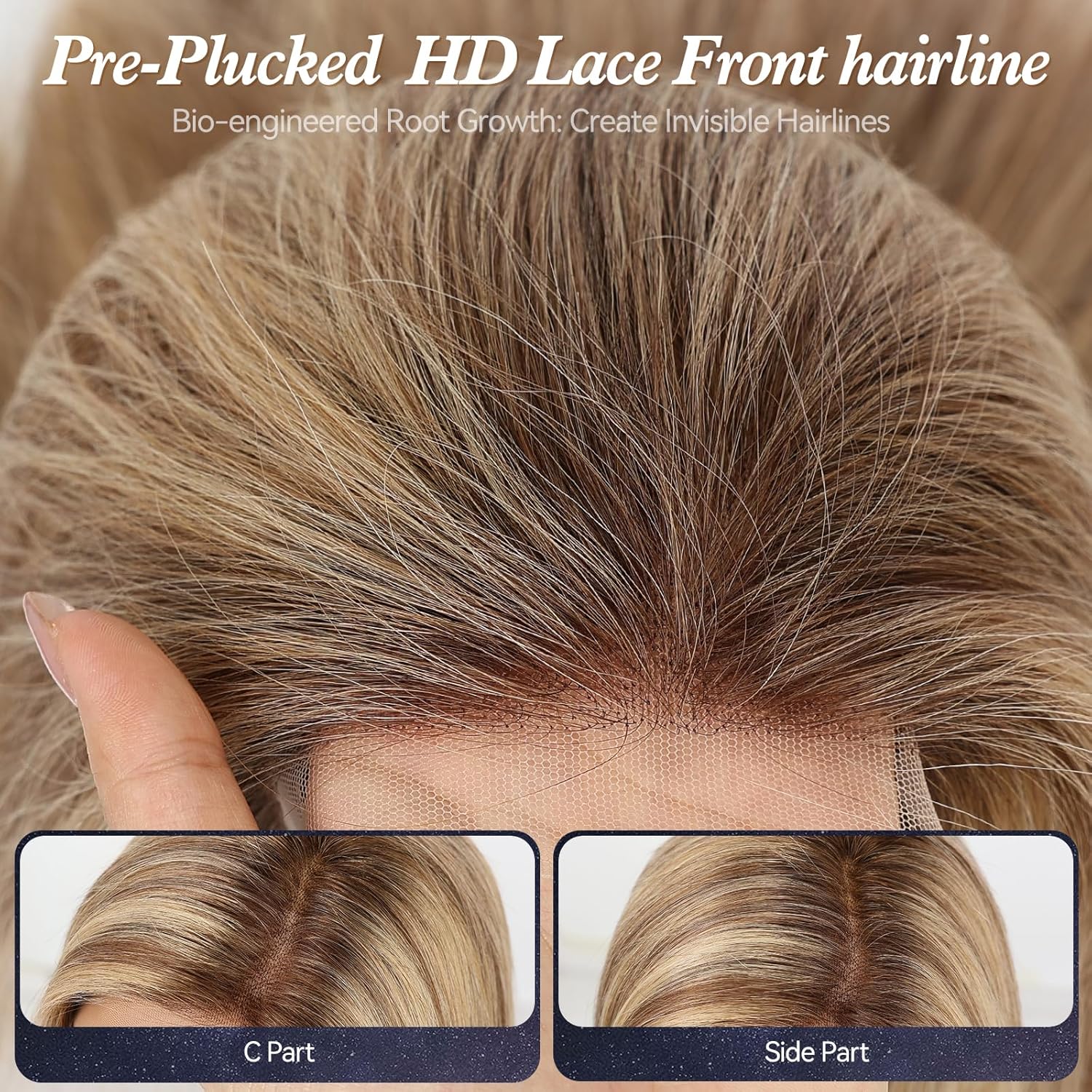 starluck Human Hair Wig for Women HD Lace Front Wigs Real Human Hair Wigs Warm Blonde Mixed Light Brown (2T613/M6/16A#) Layered Wig 16 Inch Realistic and Resistant for Daily Party Use