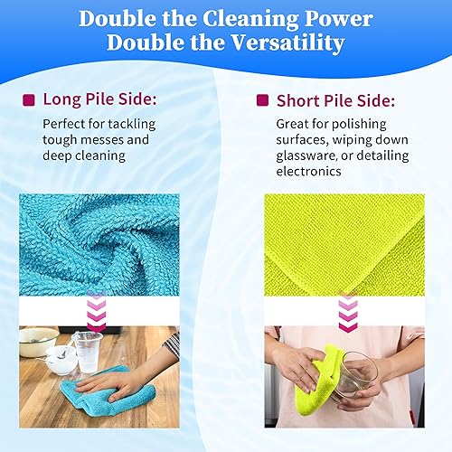 Miniatura 5 de FIXSMITH Paño de limpieza de microfibra, paquete de 12, toallas multifuncionales, tamaño 12 x 16 pulgadas, trapos altamente absorbentes, sin