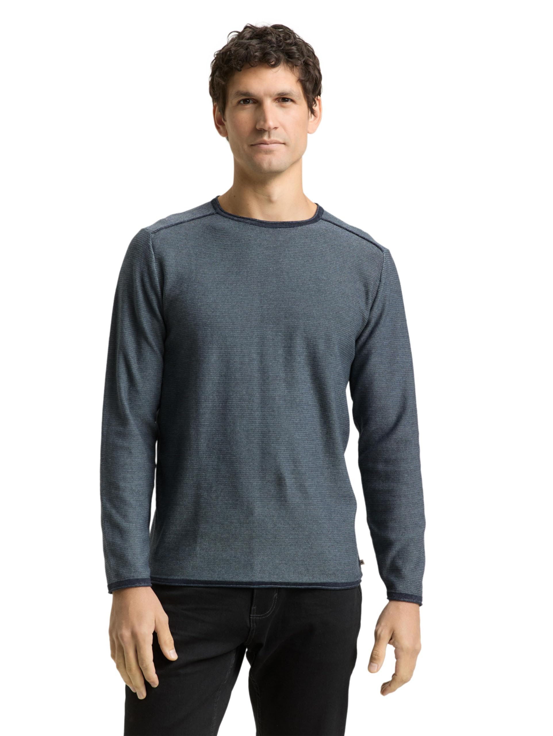 TOM TAILOR Herren Strickpullover mit feinem Streifenmuster