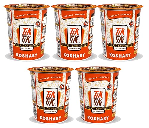 Koshari TIK Instant Kushari Kushary (paquete de 5 18.52 oz 525 gm) orgánico y natural puro plato nacional comida seca seca Egipto egipcio
