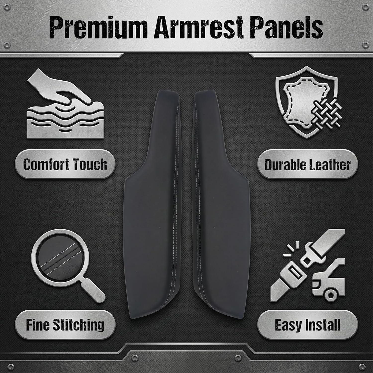 Front Door Armrest Trim Pair for 2011-2023 Dodge Charger Chrysler 300 Replaces 1WK37DX9AB Black Interior Pull Handle Set Left Driver Right Passenger Side