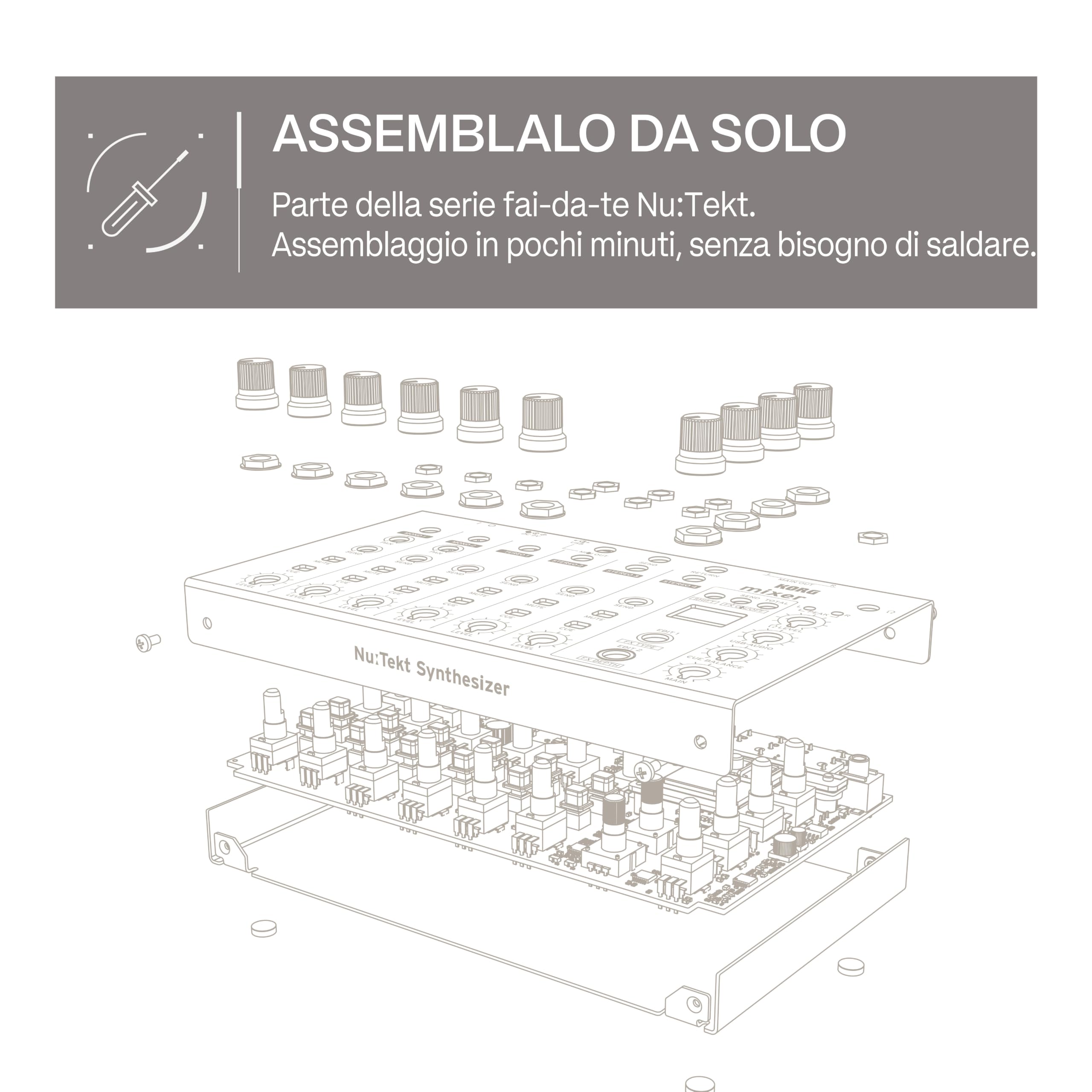 Korg Nu:Tekt NTS-4 Mixer - Kit fai-da-te Mixer Audio Professionale a 6 Canali e Interfaccia Audio con Effetti