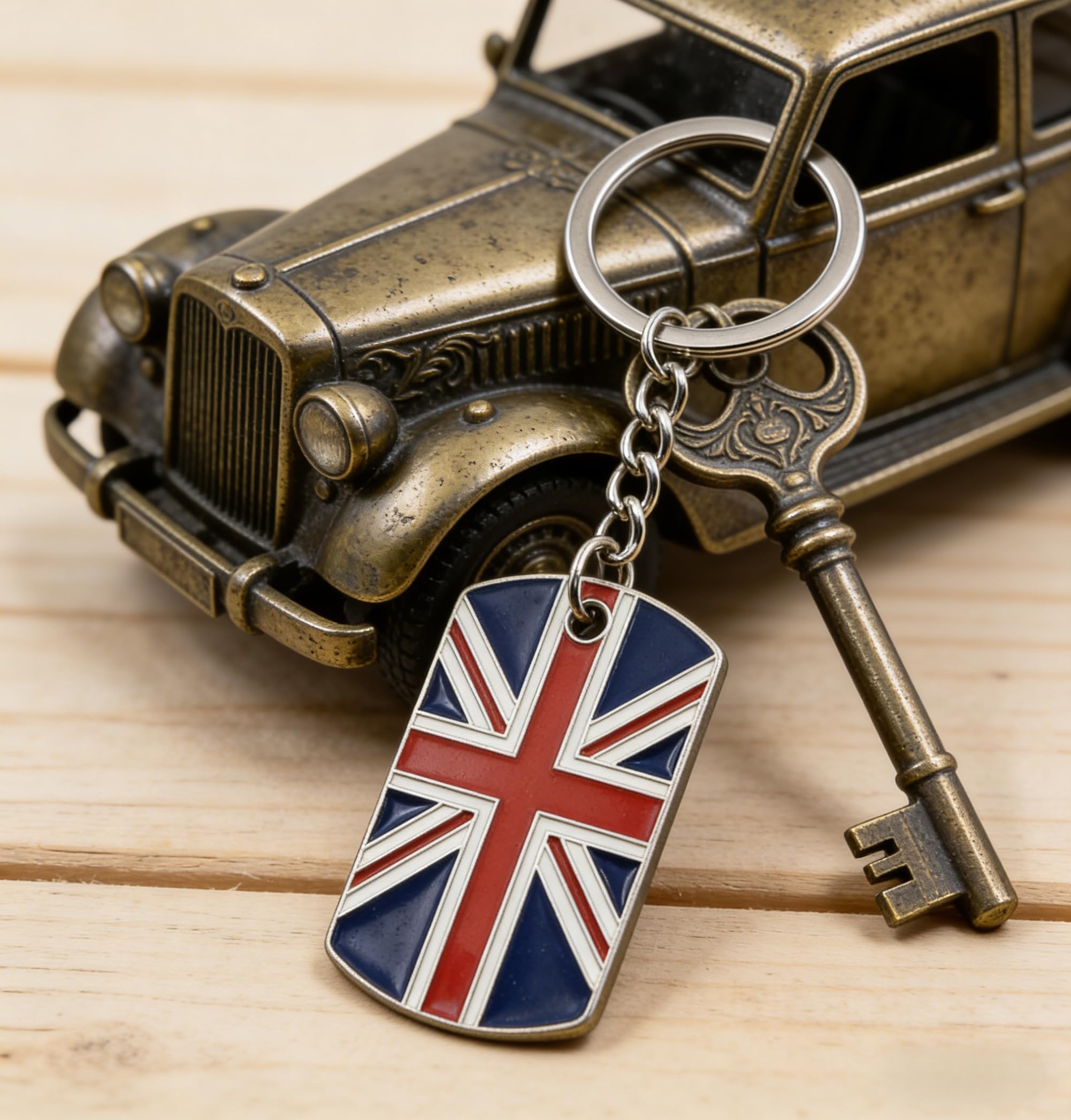 Union Jack Flag Keychain – British UK Flag Key Ring Pendant for Car, Bag and Travel Accessories – Mini Cooper Keyring, Metal Souvenir Charm for Birthday, New Year and Special Gifts — view 7