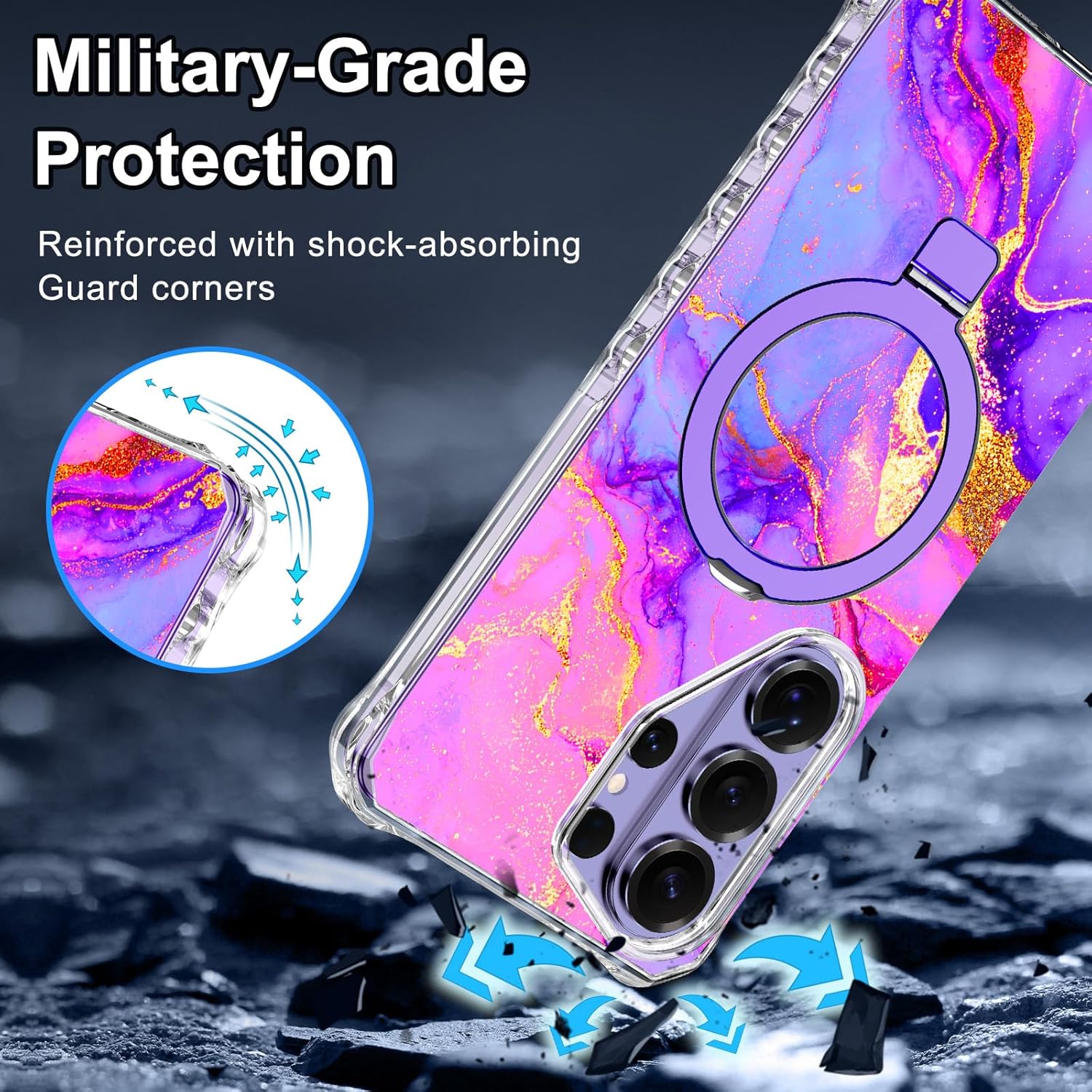 for Galaxy S26 Ultra Case,[Compatible with MagSafe][Invisible Magnetic Ring Stand],Slim Iridescent Wavy Women Girls Case for Samsung Galaxy S26 Ultra 6.9 inch,Purple