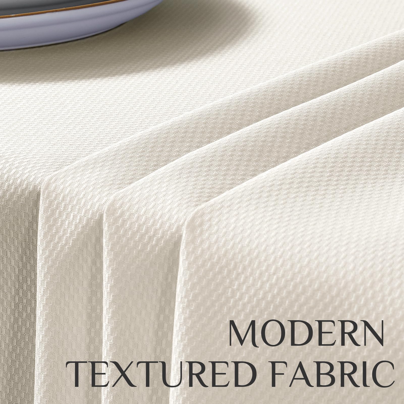 Softalker - Tovaglia rettangolare in jacquard con motivo a mulinello, impermeabile, antimacchia, resistente alle pieghe, spessa, per cena, feste, 152,4 x 213,4 cm, colore: avorio