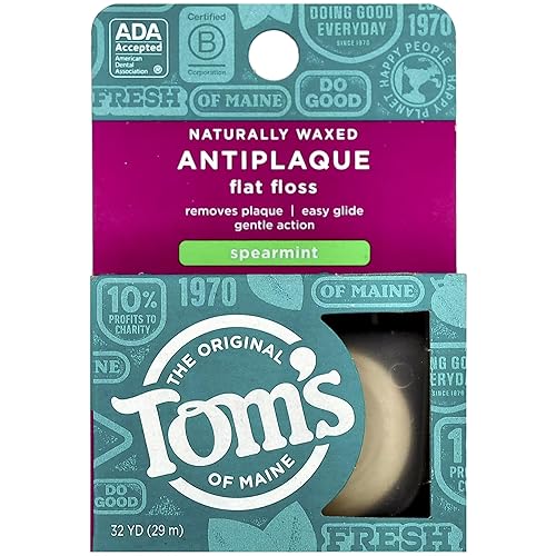 Tom's of Maine Hilo plano antiplaca encerado natural, menta verde, 32 yardas, paquete de 2