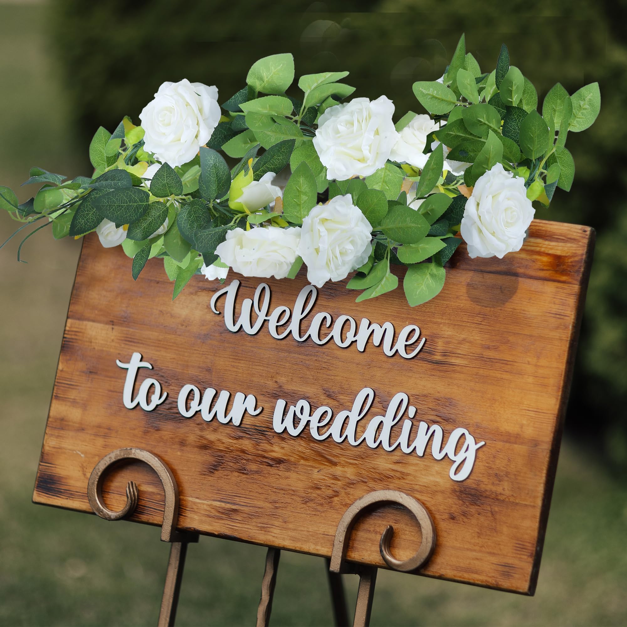 Sggvecsy Lot de 6 guirlandes de Roses artificielles de 12 m - Guirlande Florale en Soie synthétique à Suspendre - pour Arche de Mariage, fête, Mur, Jardin, cérémonie, arrière-Plan, décoration
