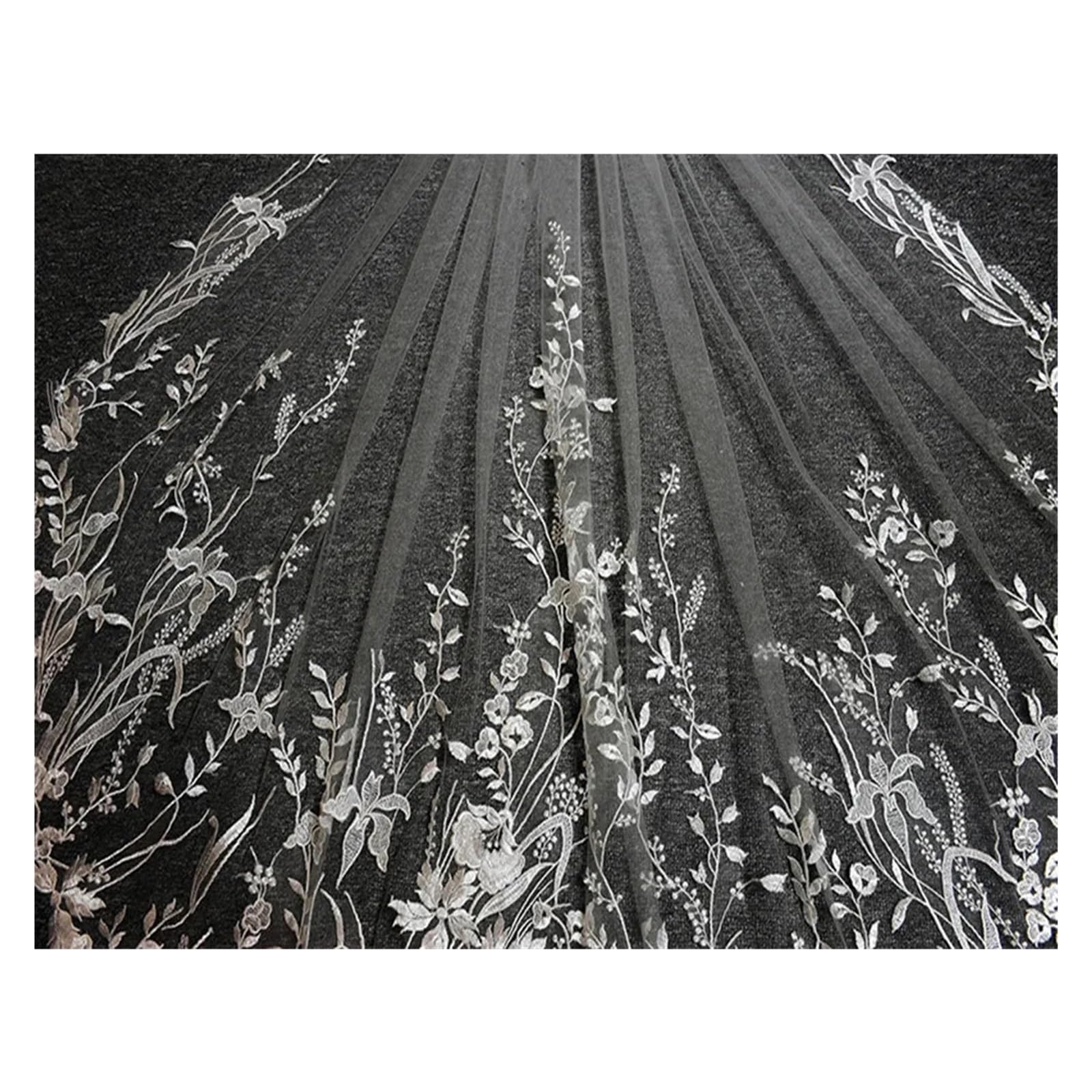 Velo da Sposa in Tulle di Pizzo | Pettine in pizzo bianco, avorio con 100 paillettes corte for la futura sposa(Ivory)