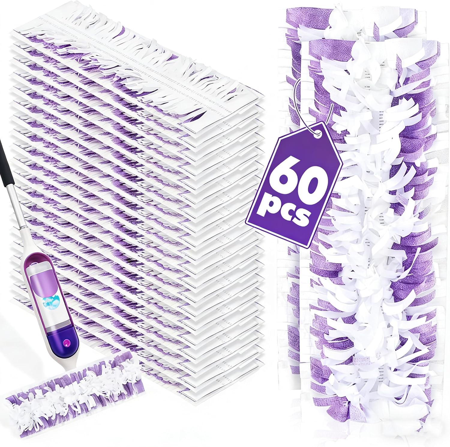 60 Pack Disposable Pads Compatible with Swiffer Power Mop Pads Replacement for Swiffer Power Mop Refills, Multi-Surface &Wood Floor Cleaning
