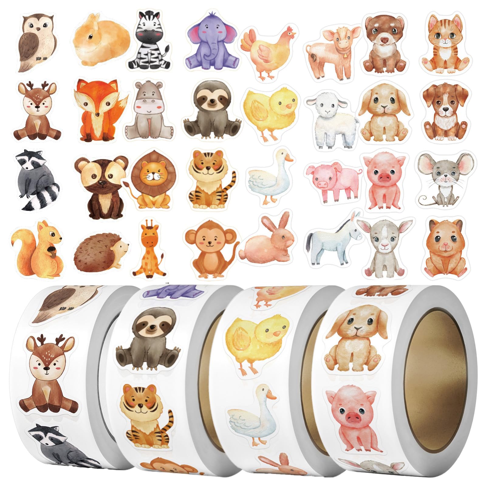 2000pcs Animal Stickers for Kids Round Reward Sticker Cute Animal Stickers Incentives Roll Sticker for Teacher Reward School Office Homework Bulletin Boards Supplies