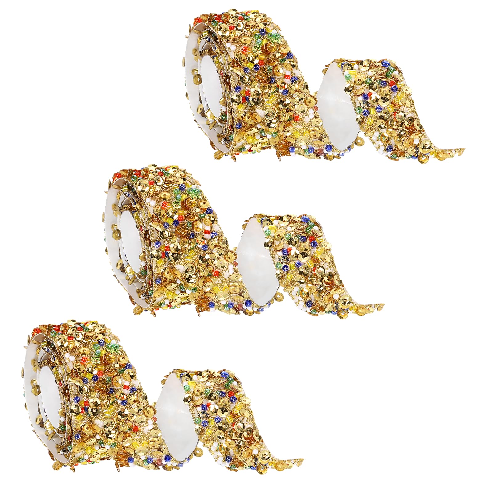 sourcing map 3 Rolls 1 Yard x 0.79" Crystal Rhinestone Ribbon, Self Adhesive Resin Crystal Trim Ribbon Strips, Sparkling Gemstone Trims for DIY Crafts, Clothes, Party Decoration, Gold