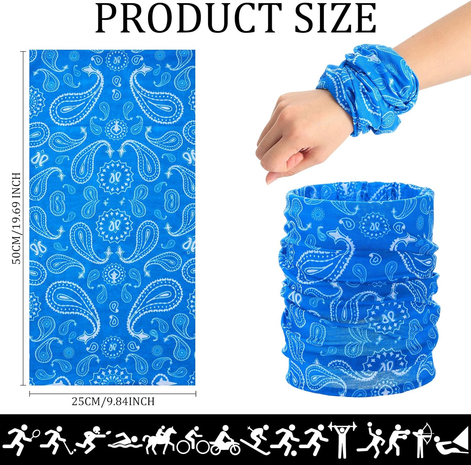 24 Pcs Paisley Bandanas Seamless Neck Gaiter Mask Face Men Bulk Motorcycle Headband Dust Wind and UV Cover - Image 2