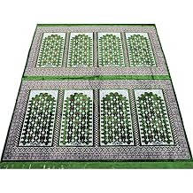 Modefa Turkish Prayer Rug | Wide 8 Multi Person Velvet Namaz Sajadah Janamaz | Family Group Carpet (Green)
