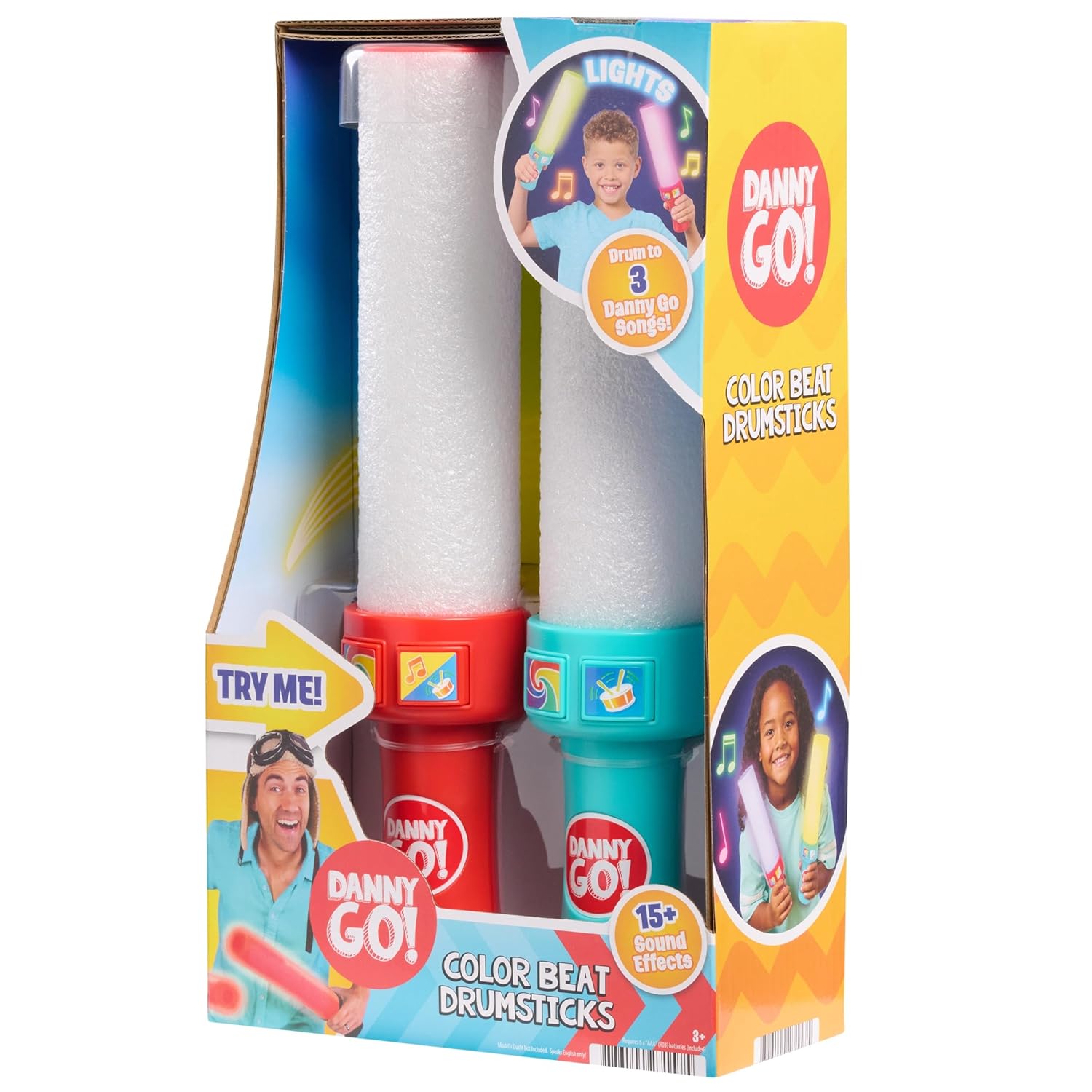 Danny Go! Color Beat Drumsticks - Light-Up Musical Drumsticks Toy for Preschool and Elementary School Kids Inspired by Danny Go! Show