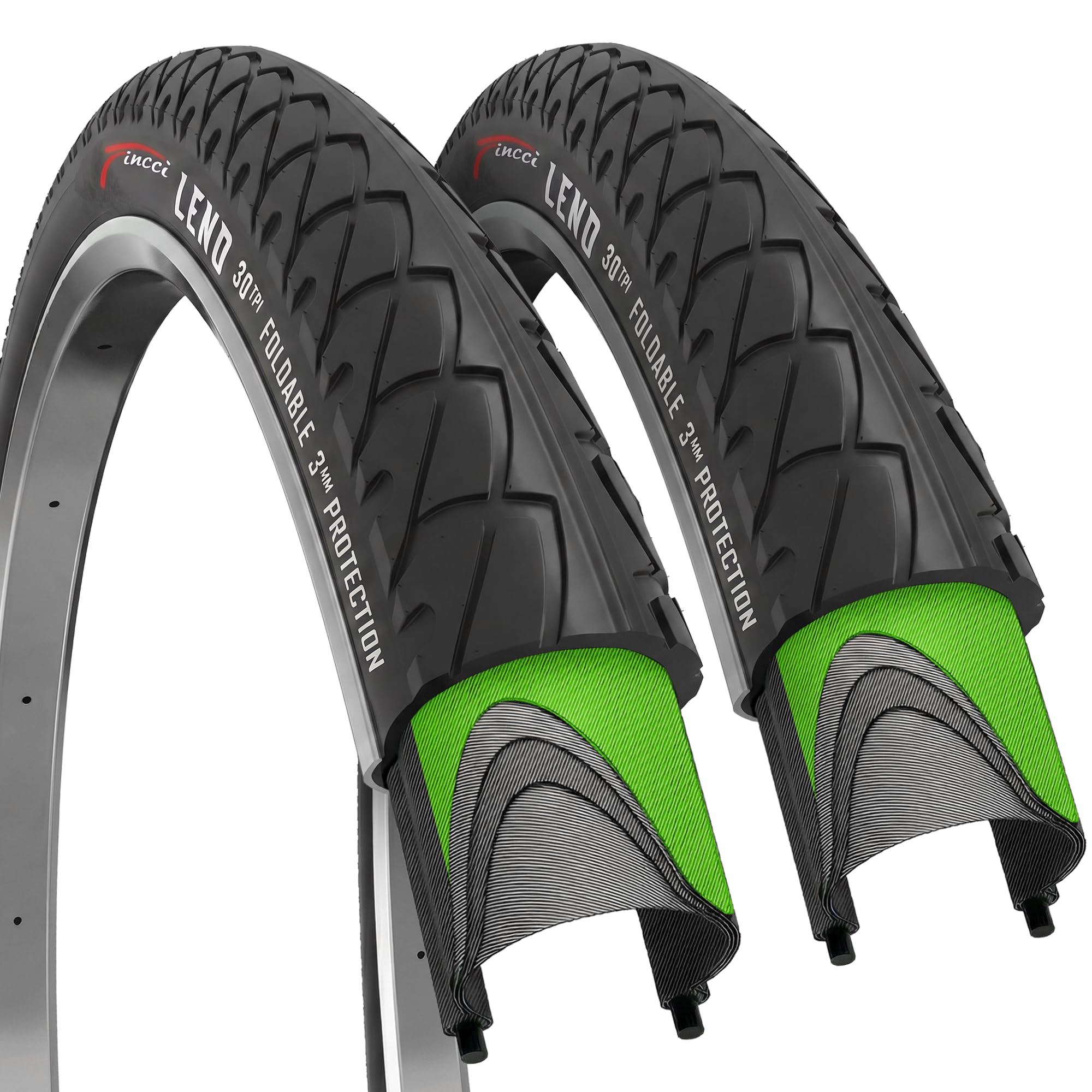 Fincci Pneumatici Bici 26 x 1.95 50-559 con Protezione Antipuntura 3mm | Copertone Bici 26x1.95 50-559 con TPI 30 e Pressione 40-60 PSI per una Maggiore Resistenza alle Forature - Set da 2