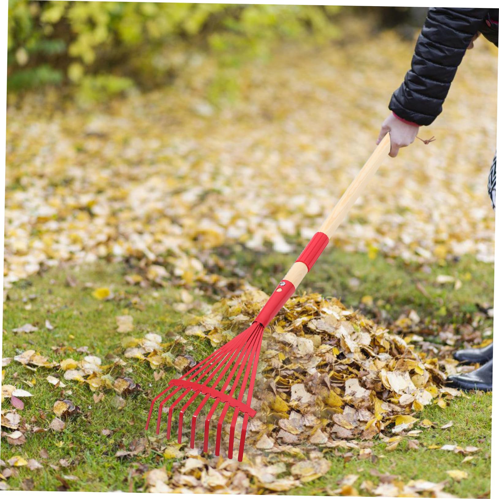 ifundom 4 Piezas Rastrillo De Madera Extraíble Miniatura Angosto Dejar Rastrillo De Nivelación De Césped para Pequeño Jugar Claro Púas Pequeño Rastrillo De Jardín Planchar Rojo