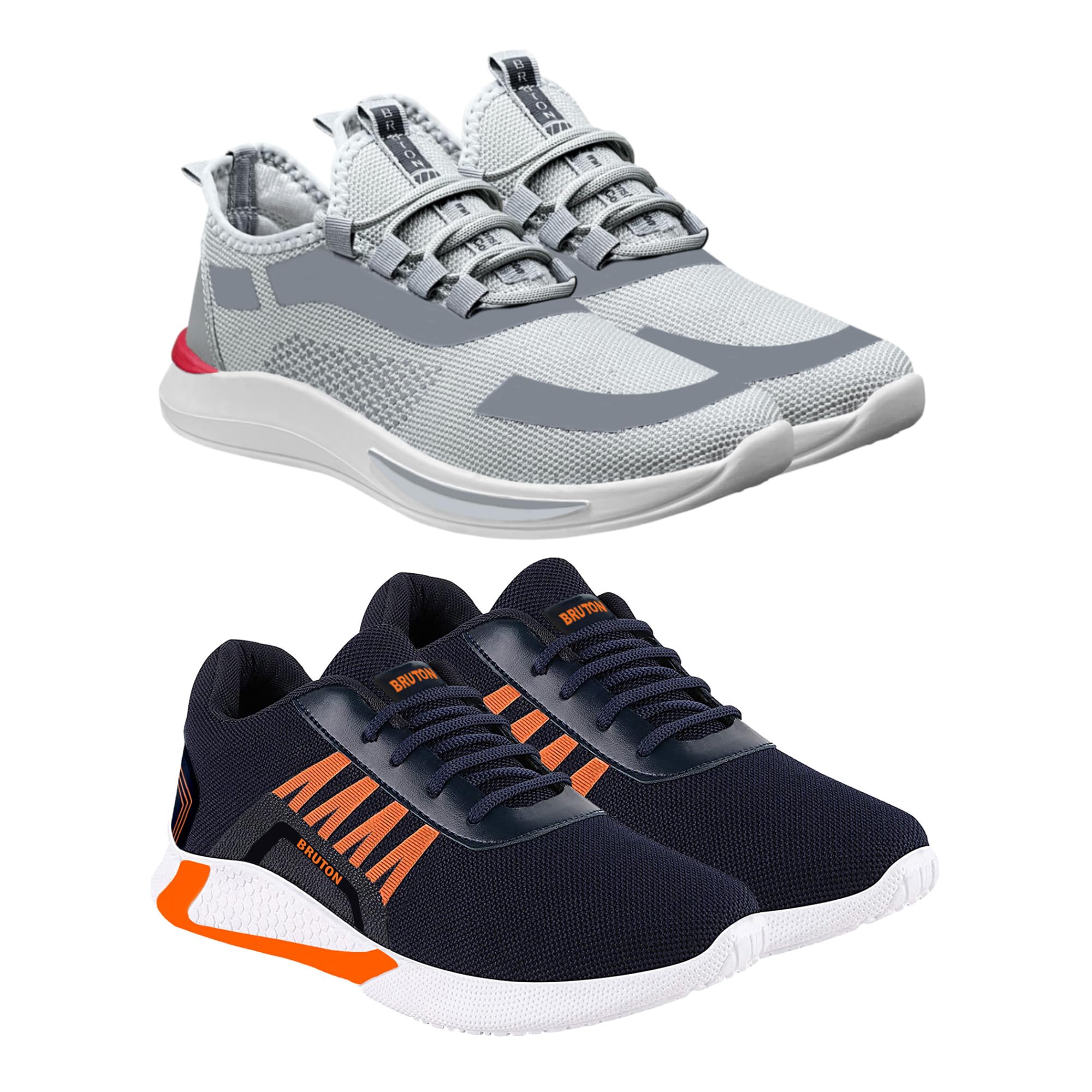 BRUTON Shoes, Mens Sports Shoes, Running Shoes for Mens (Pack of 2 Combo) (Grey - Blue, Numeric_6) (B0B66NMNV3) Amazon Price History, Amazon Price Tracker