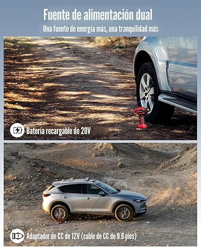 Vista 4 de Avid Power Compresor de aire portátil para inflar neumáticos de auto, bomba inalámbrica de 20 voltios, batería recargable y adaptador de 12 voltios