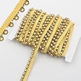 PEARLY JUN 2 Yards Pearl Beaded Trim Bead Lace Border Gold Edge Ribbon Strips for Sewing Wedding Dress Applique Bridal Straps Embellishments Decoration