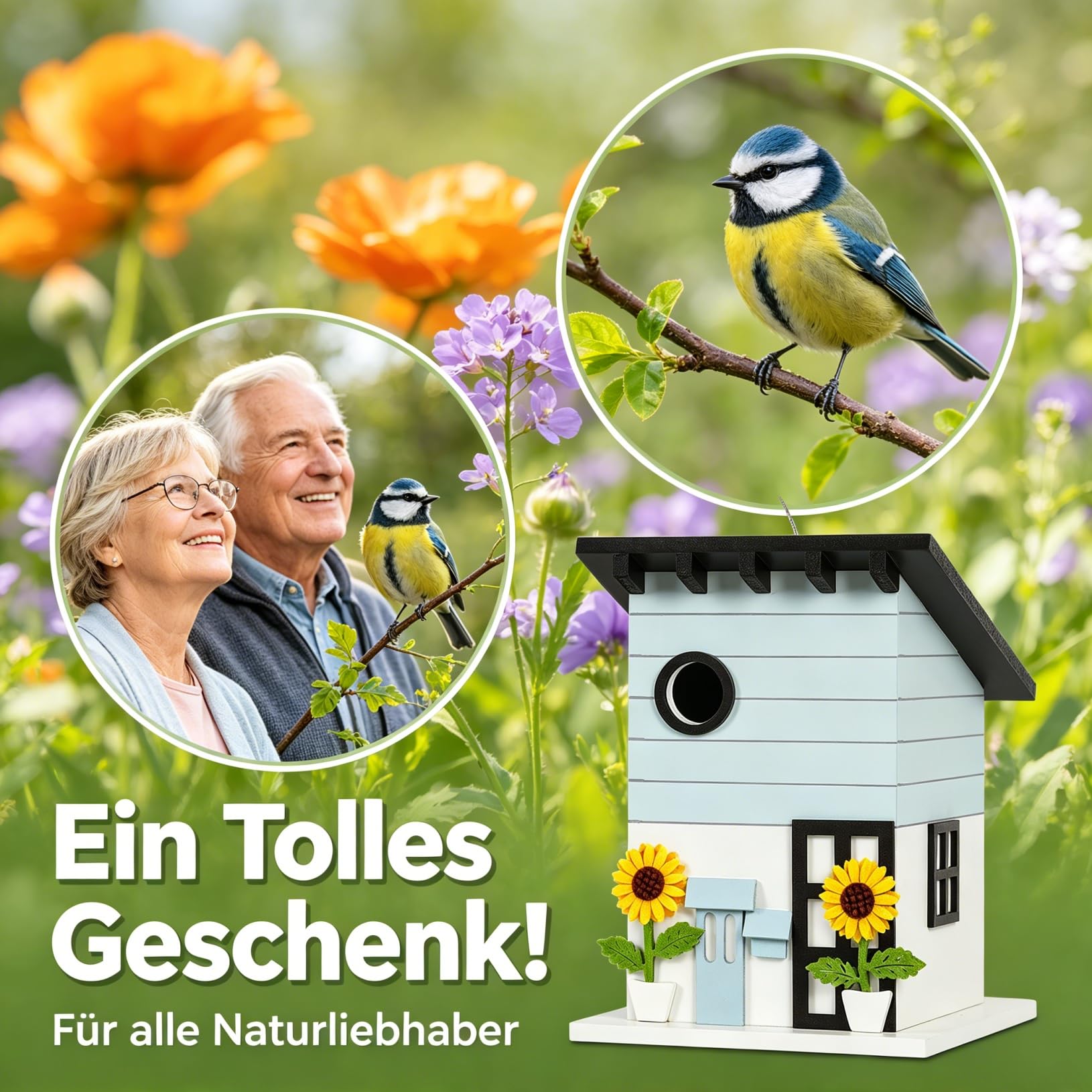 Nistkasten für Vögel für draußen wetterfest, Vogelhaus zum Aufhängen - dekoratives Vogelhäuschen für Garten, Balkon & Terrasse mit 33mm Einflugloch