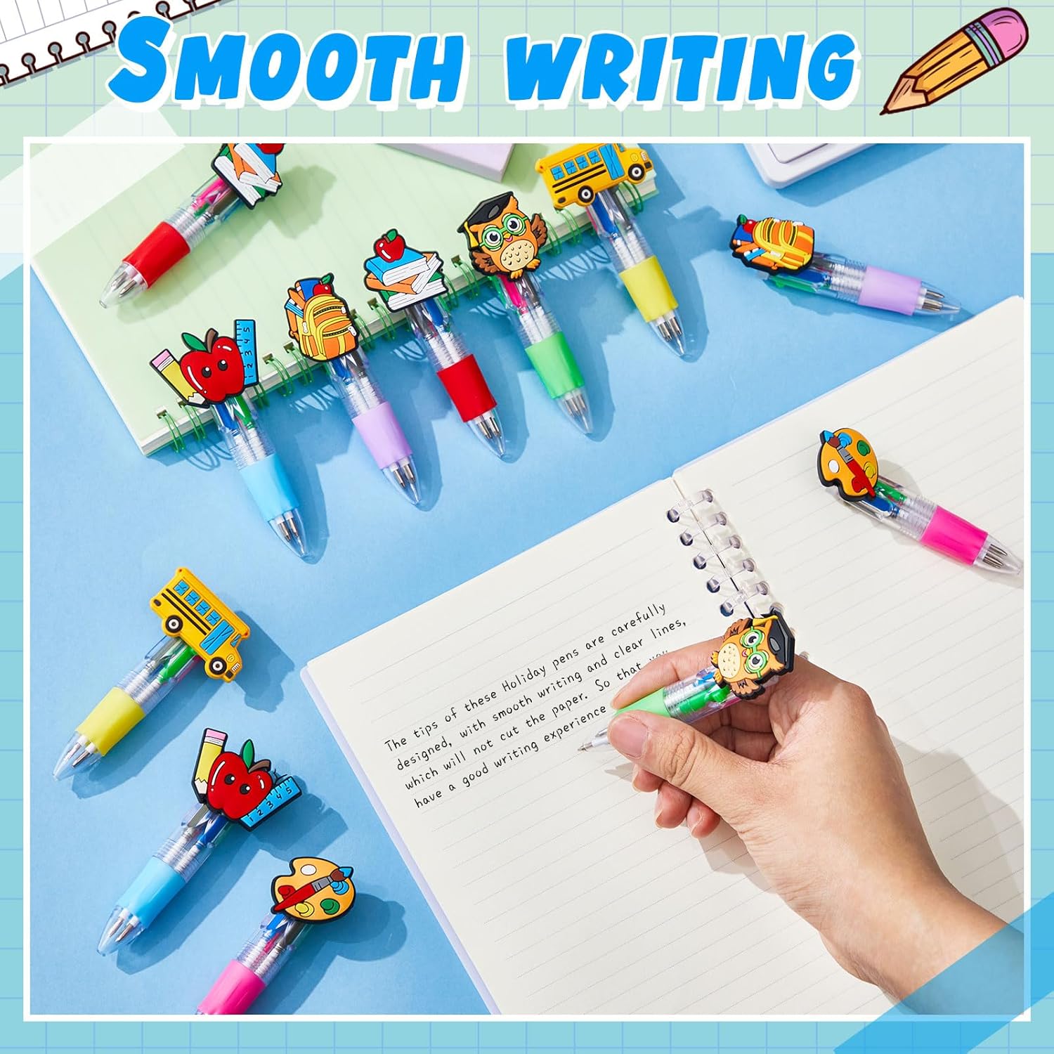 Marspark 24 Pcs Back to School Gifts for Students Party Favors Multicolor Ballpoint Pens, 4-in-1 Retractable Colored Ballpoint Back to School Prizes, First Day of Classroom Supplie Bulk Teacher Reward
