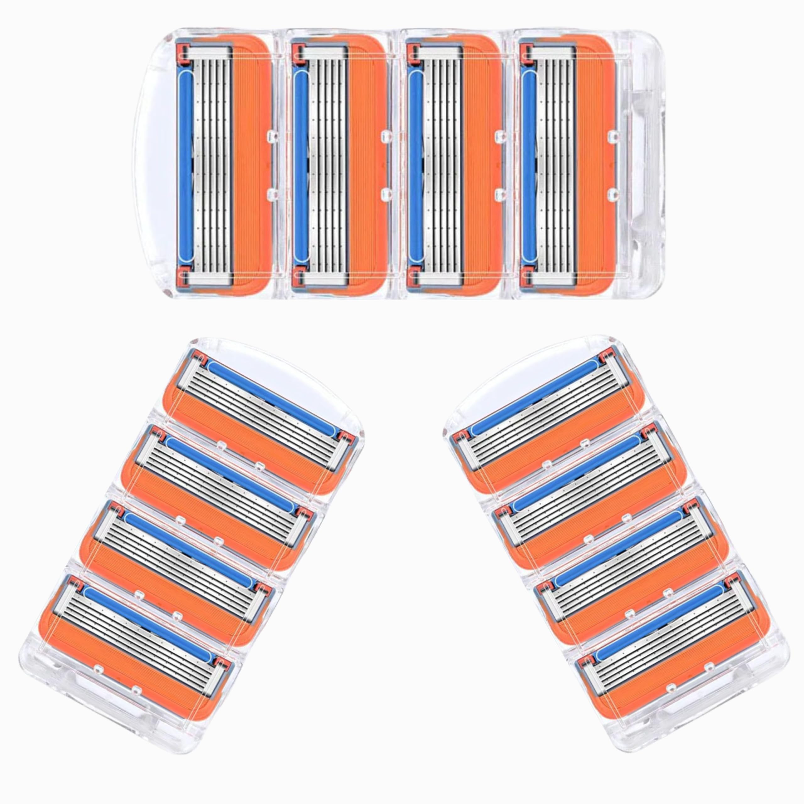 12PCS 5-Layer Razor Blades Refill Compatible with Gillette Fusion 5, Manual Shaver Replacement with Dual Lubrication Strip, Ideal for Home, Office, and Travel