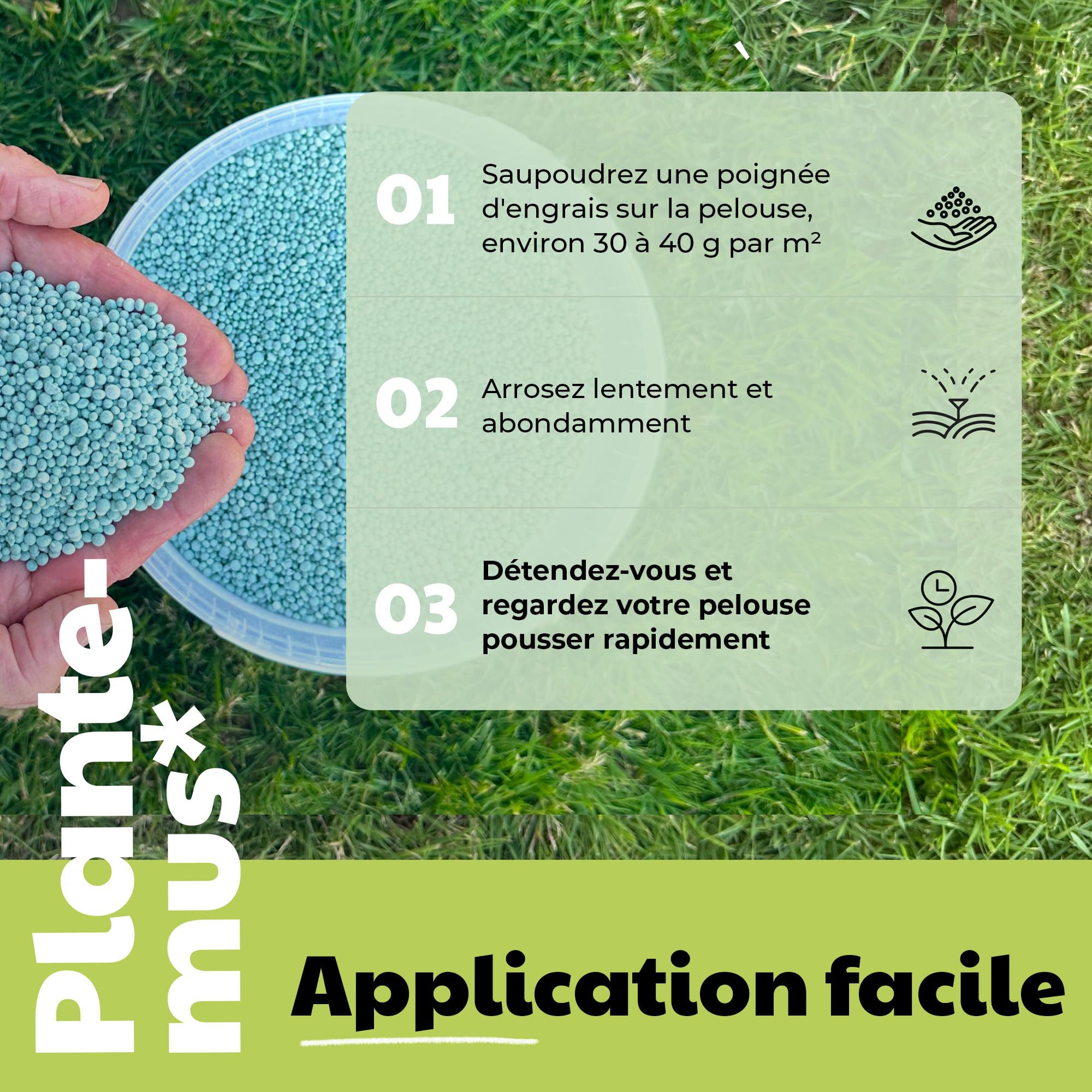 PLANTEMUS Engrais Gazon NPK (12-11-18) Automne/Hiver - Pelouse Vert, Dense et Durable, Fertilisant Granulé en Perles Ultrasolubles (5,5kg)