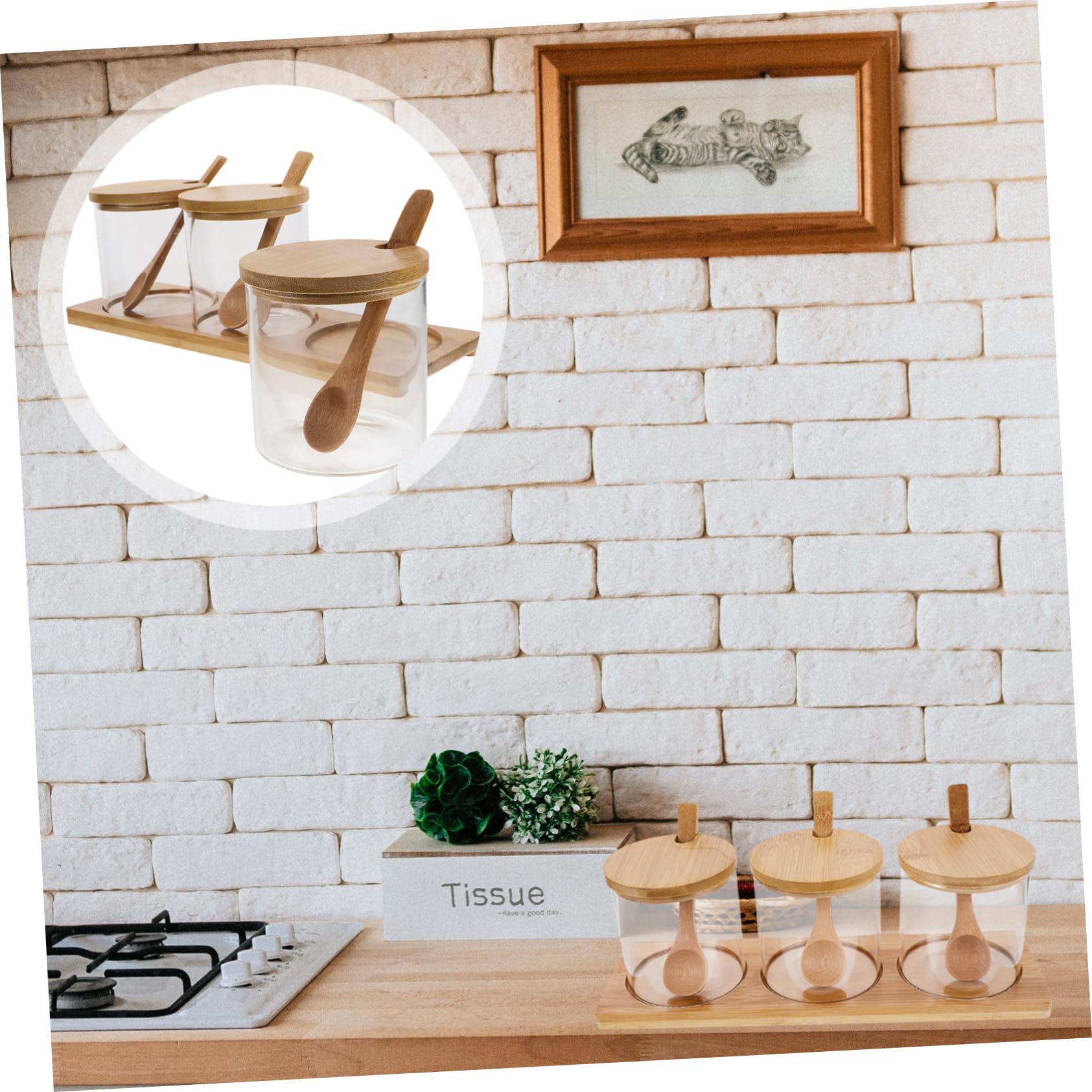 Cabilock Seasoning Combination Set 6 Pc Glass Condiment Jars Smooth Grinding Easy to Use for Cooking Random Style