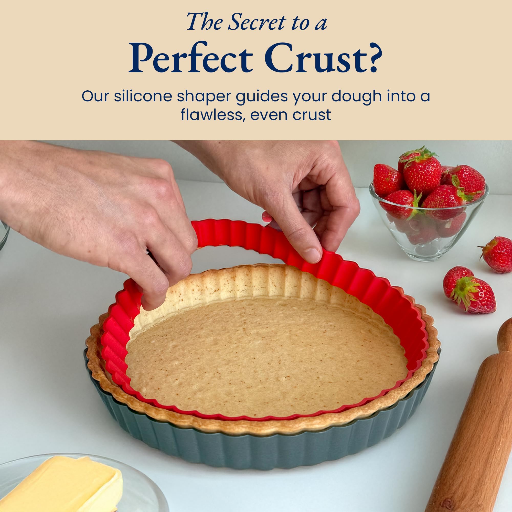 Patz&Patz Moule à tarte cannelé classique avec fond amovible – 22,9 cm – Moule à tarte anti-adhésif en acier carbone avec anneau façonneur de croûte – pour tartes, tartes et quiches