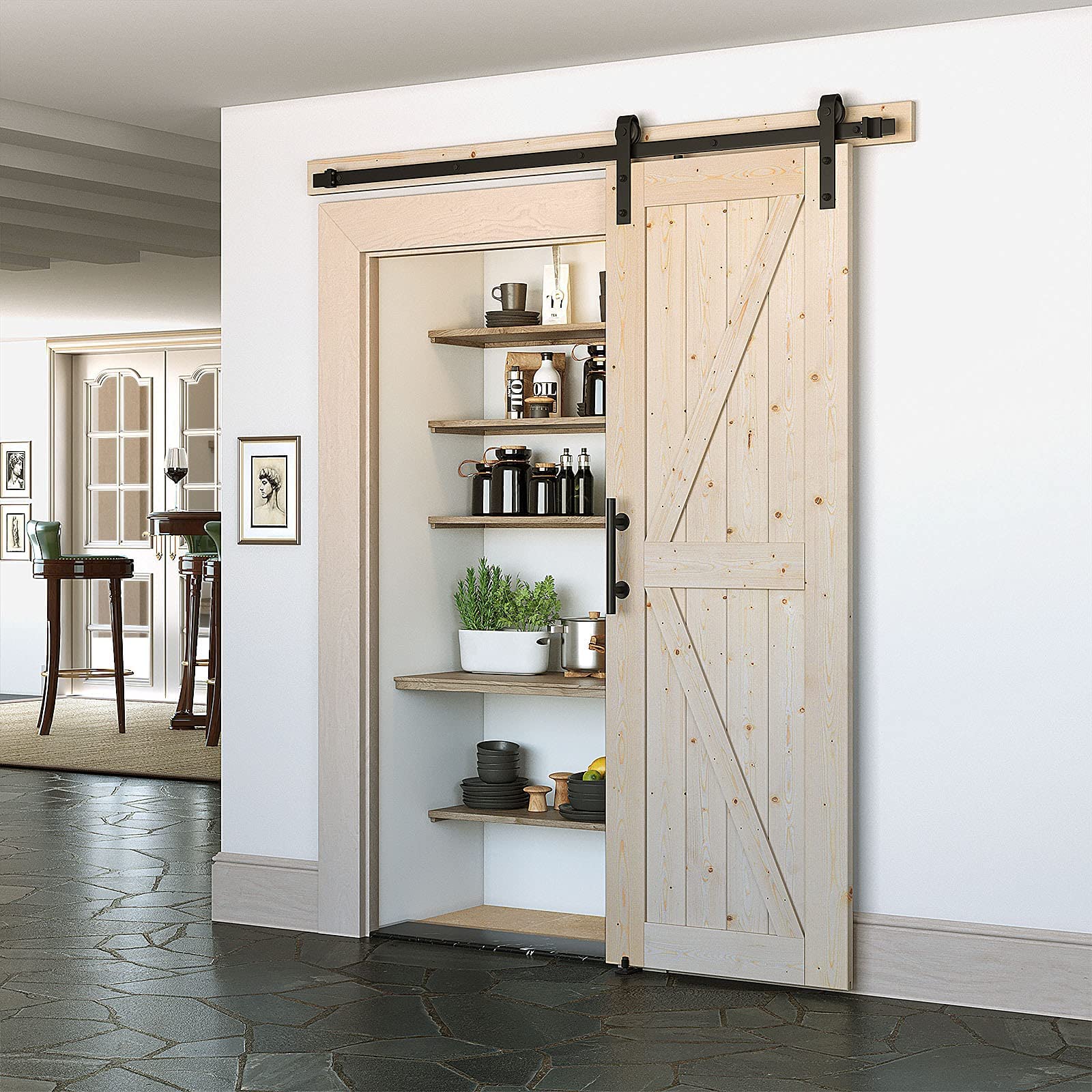 30'' x 80'' Sliding Barn Door with 5 FT Barn Door Hardware Kit, DIY