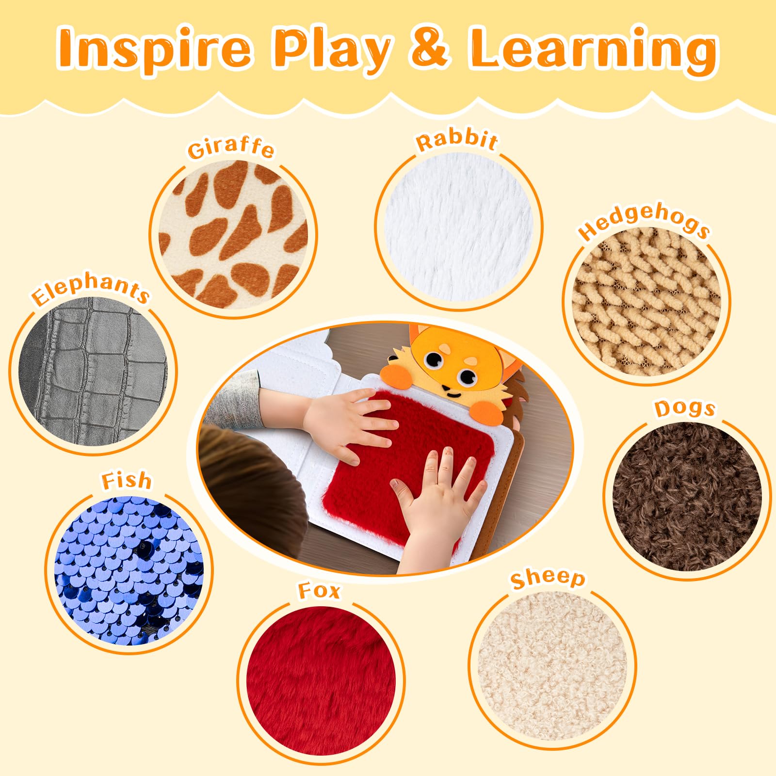 8PCS Tapis Sensoriel Bébé: Jouets sensoriels pour bébés et Enfants en Bas âge - Carreaux Tapis Sensoriel Animaux texturés Tactiles pour Enfants autistes