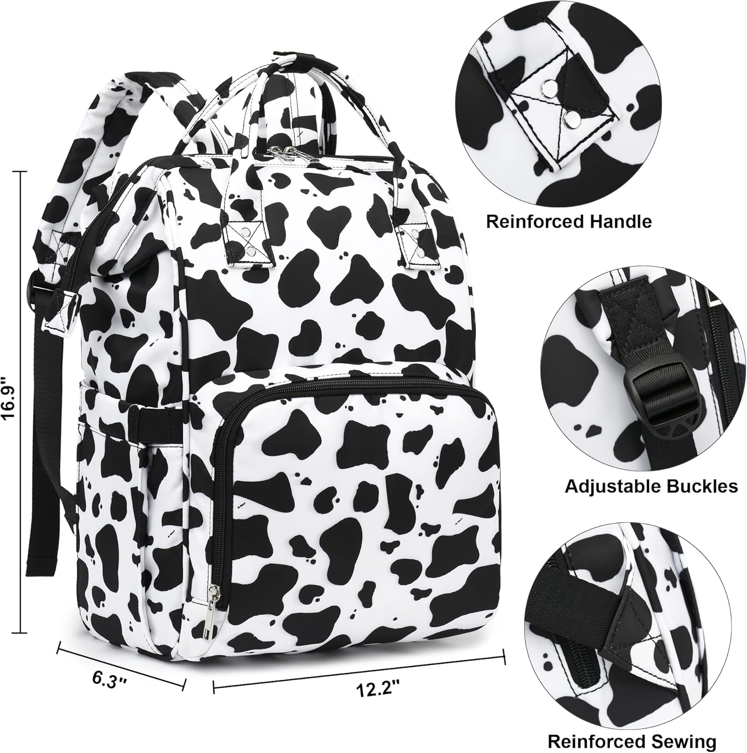 Cow Print Women Laptop Backpack, College School Backpack Bookbag 15.6 Inch Computer Backpacks for Work Business Travel - Image 5