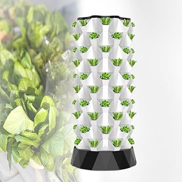 Hydroponics Tower, Garden Hydroponic Growing Sys-tem Vertical Tower, Indoor Hydroponic Growing Sys-tem for Herbs, Fruits and Vegetables, 48/64/80 Growing Points,White-80holes
