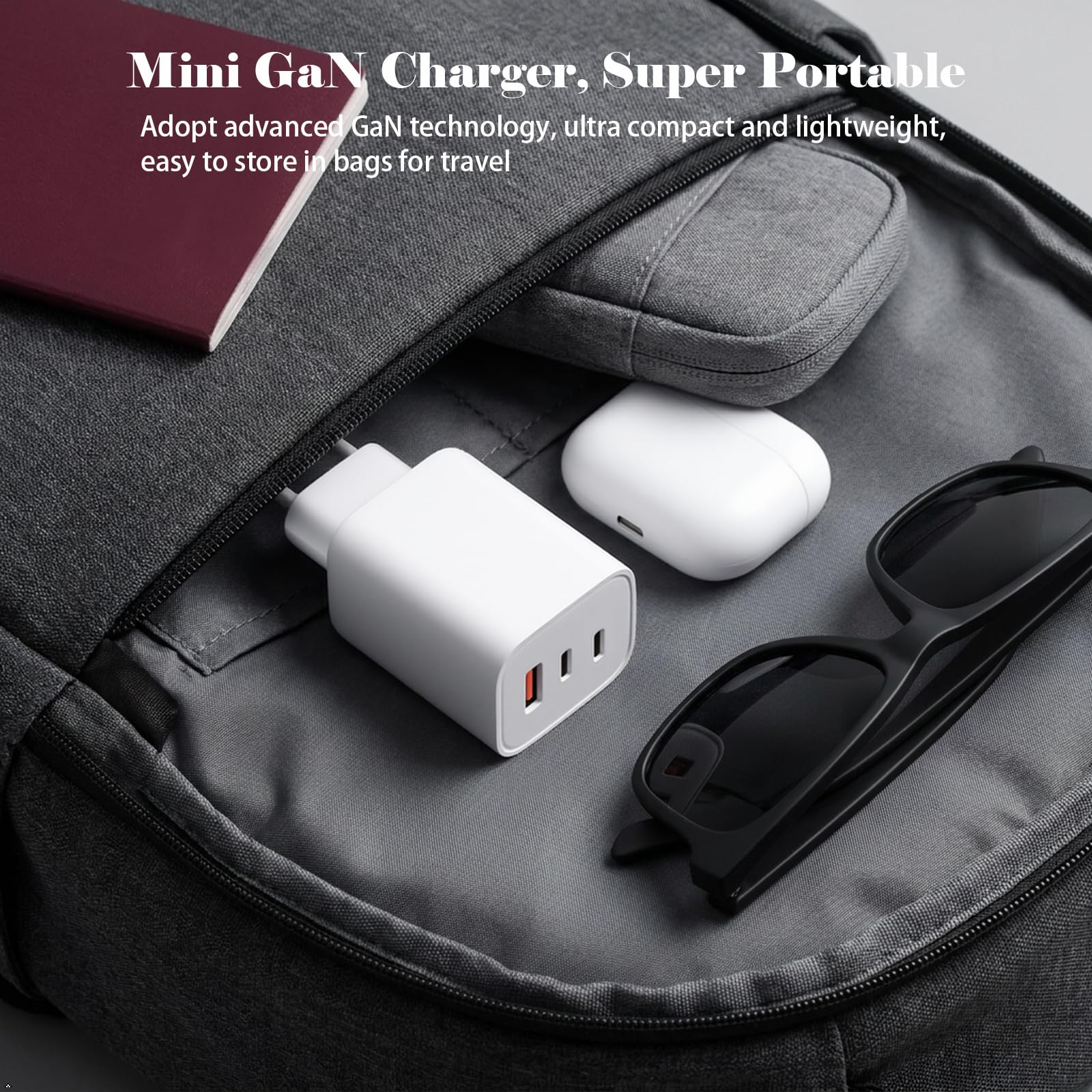 2er Pack USB C Ladegerät 65W 3 Port, Schnellladegerät PD, weiß | 3 Porte: 2x USB-C + 1x USB-A. 65W Gesamtleistung, PD Kompaktes GaN-Design für Zuhause, Büro und Reise. EU-Stecker.