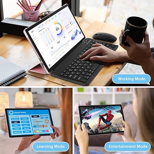 Miniatura 7 de Oangcc Android 13 Tablet 2024 Tabletas de 10 pulgadas con 12 GB de RAM + 128 GB de ROM + 1 TB Octa-Core expandido, tableta 2 en 1 con teclado y