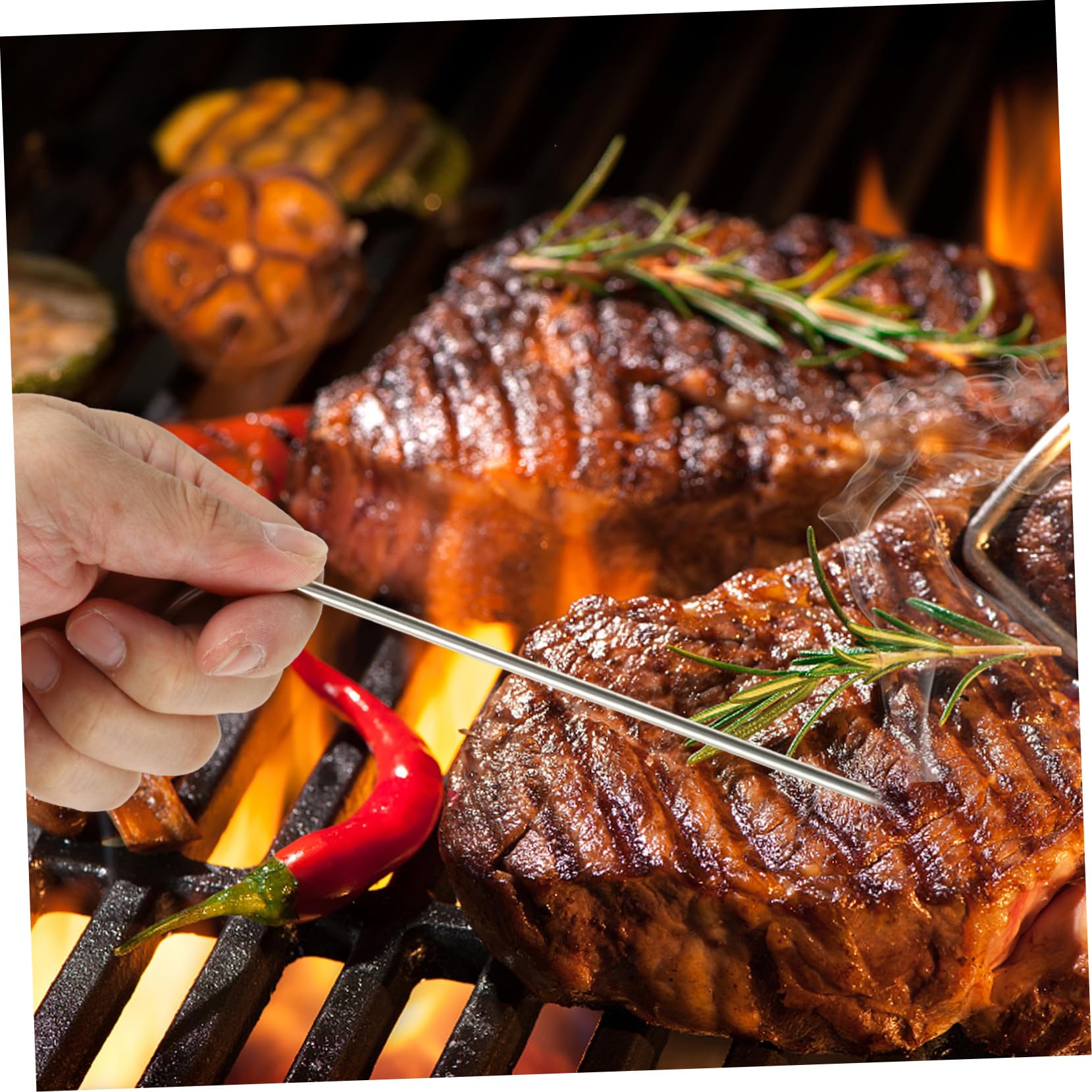 Termómetro Inalámbrico para Carne Negro Alarma Temporizador | Acero Inoxidable y Plástico, Temperatura Preprogramada, Uso en Horno y Cocina, 160g
