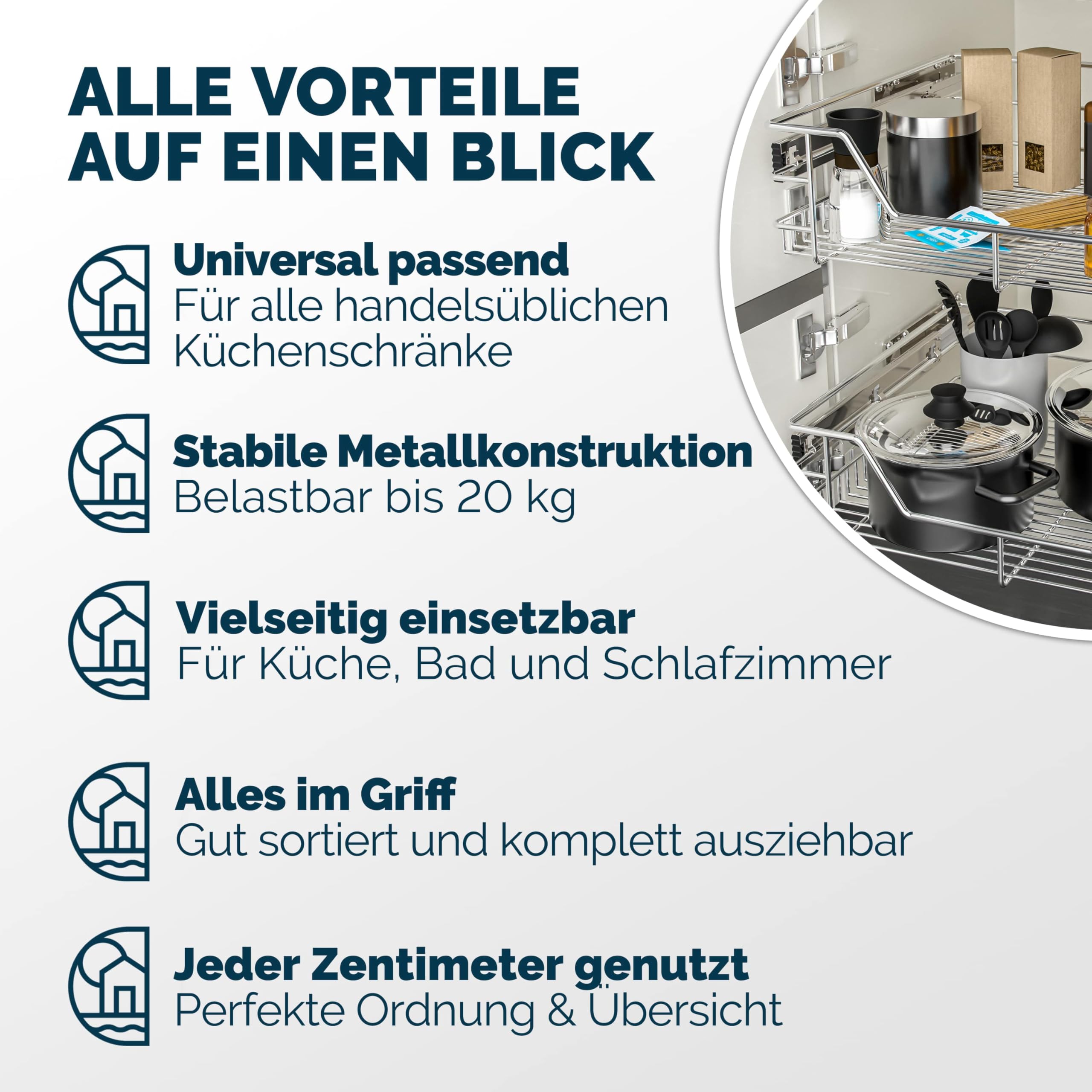 Casaria® 2x Teleskopschublade Schrank Schubladen Ausziehbar 60cm 20kg Belastbar Verchromt Korbauszug mit Zubehör Haushalt Küchenschrank Kleiderschrank