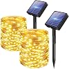 2 Pack Solar String Lights Outdoor Garden, Total 30M98FT 300 LED Fairy Lights Solar Powered Waterproof, 8 Modes Copper Wire Light for Patio Yard Wedding Christmas Party Decor, Warm White [Energy Class E]