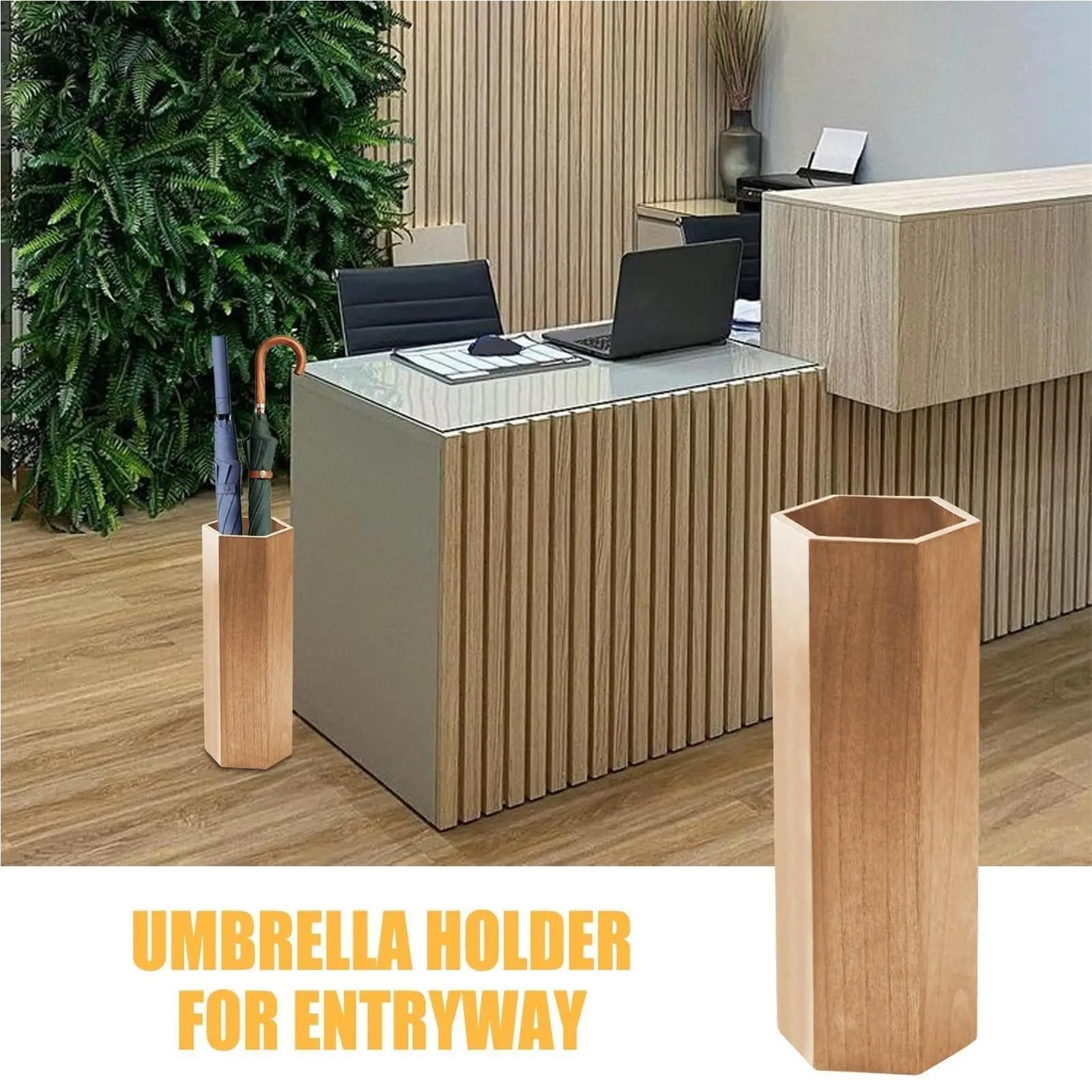 Soporte for paraguas for entrada, soporte de madera, cubo for sala estar, garaje, interior, Hotel, restaurante