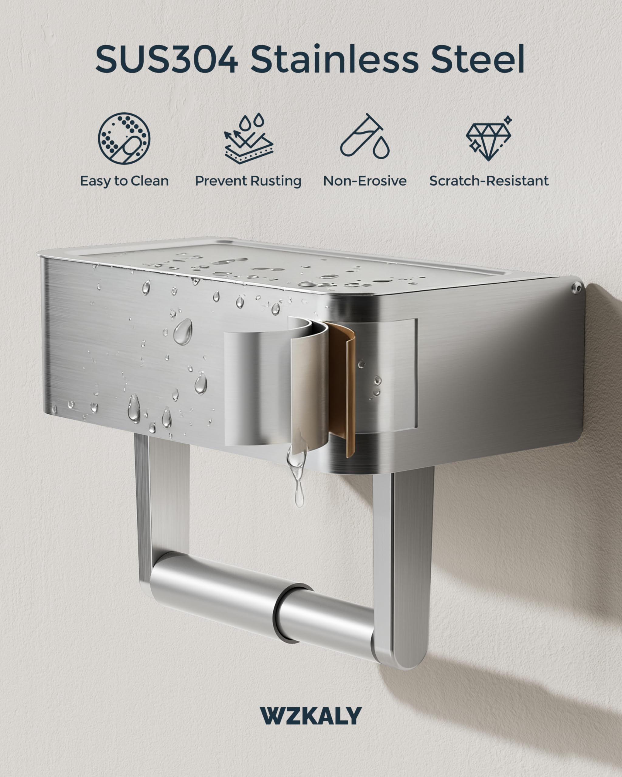 Soporte para Papel higiénico con Estante, dispensador de toallitas Desechables y Almacenamiento Que se Adapta a Cualquier baño, Mantiene Tus toallitas húmedas Ocultas, Organizador de baño de