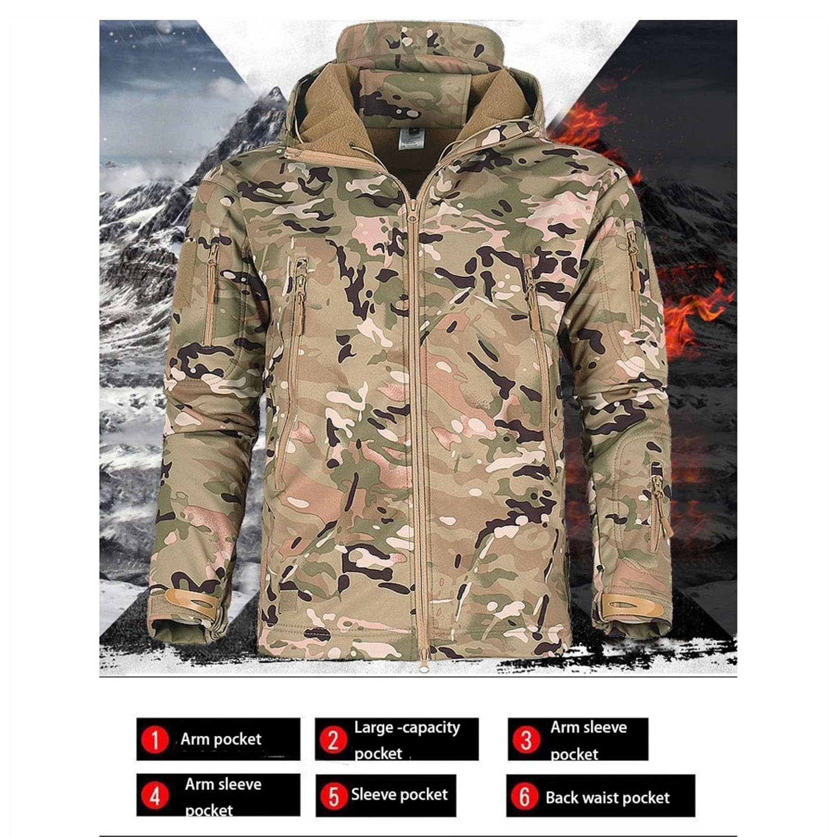 Costumes De Ski À Capuche Chauds D'hiver, Veste De Snowboard Camouflage Pour Hommes Et Pantalon De Ski Avec Ensemble De Ceinture, Combinaisons De Ski À Capuche Imperméables