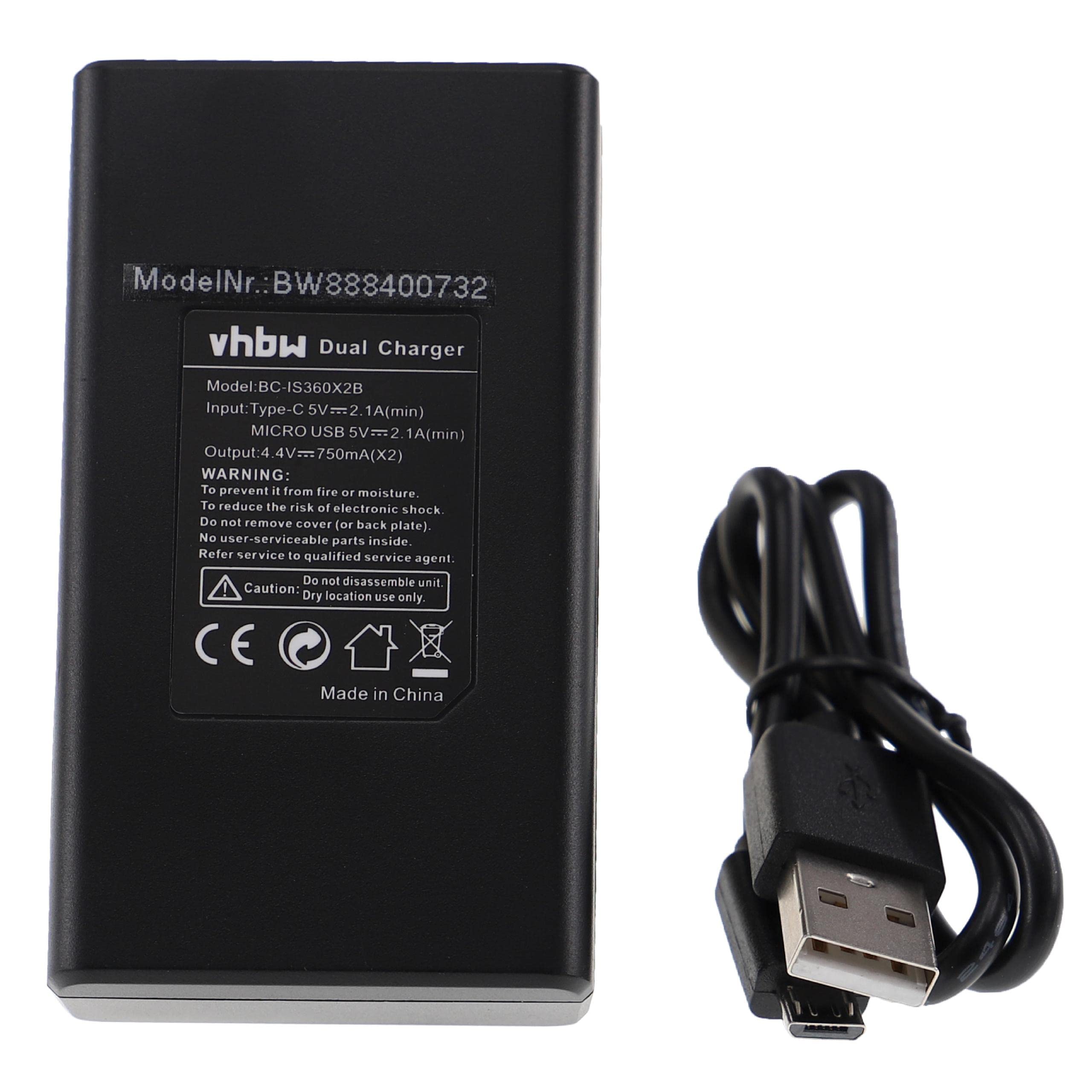 Caricabatterie 3-in-1 Per Insta360 X3 – Doppia Porta Tipo-C E Micro USB, Ricarica Rapida Simultanea Per 3 Batterie, Con Indicatore LED