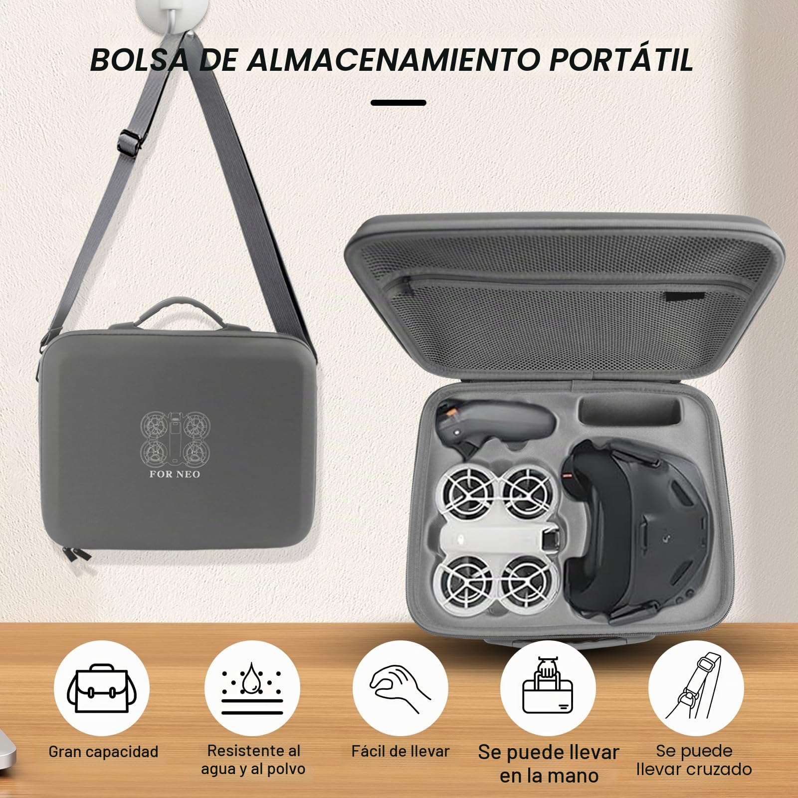 Paquete de Viaje Drones para compatible con DJI Neo,Estuche de Transporte Rígido Impermeable compatible con DJI Neo Fly More Combo,Bolso Portátil, Bolsa Protectora Portátil de PU,para Dron Accesorio