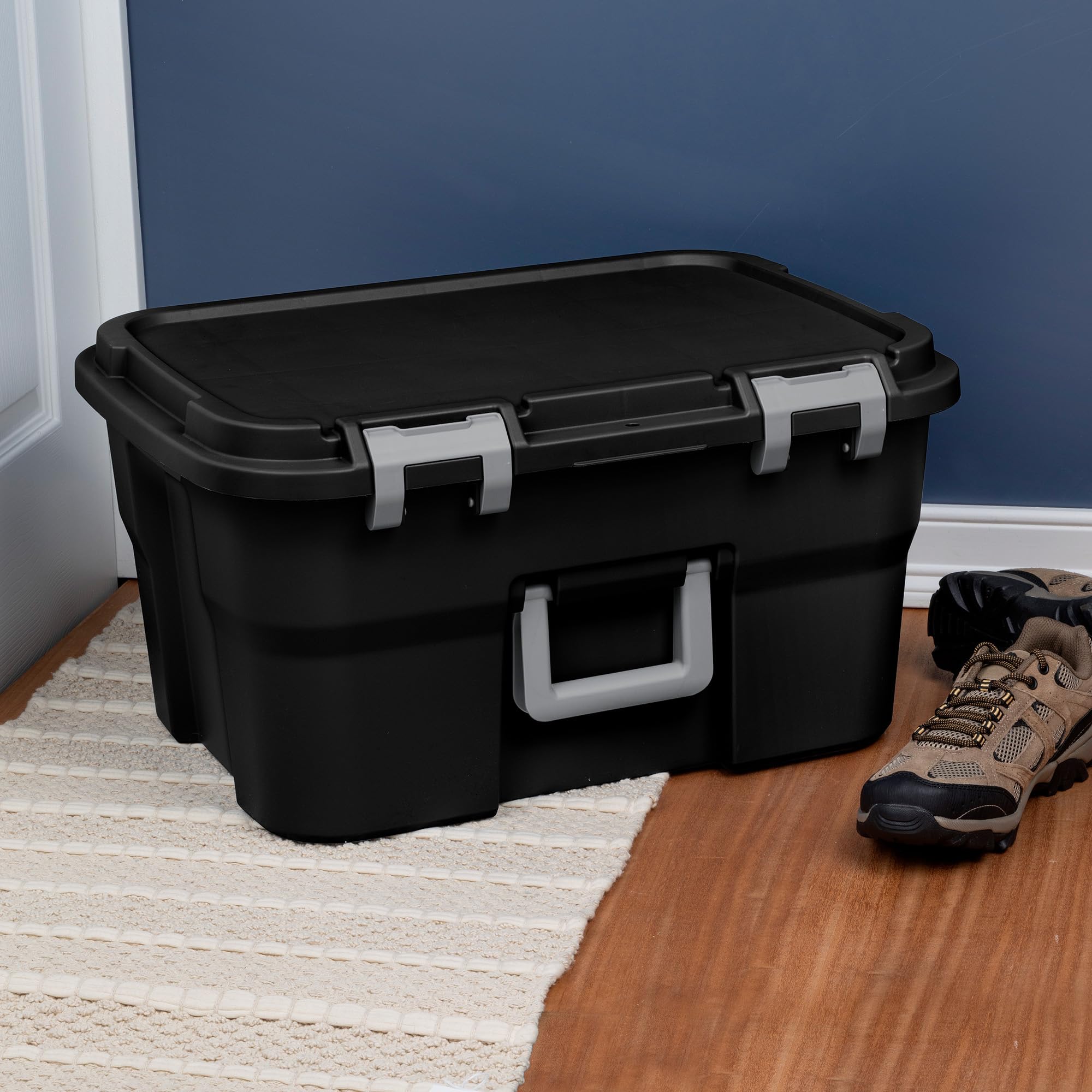 Sterilite Footlocker Tote, Plastic Storage Trunk, Black, 14 Gal, 2