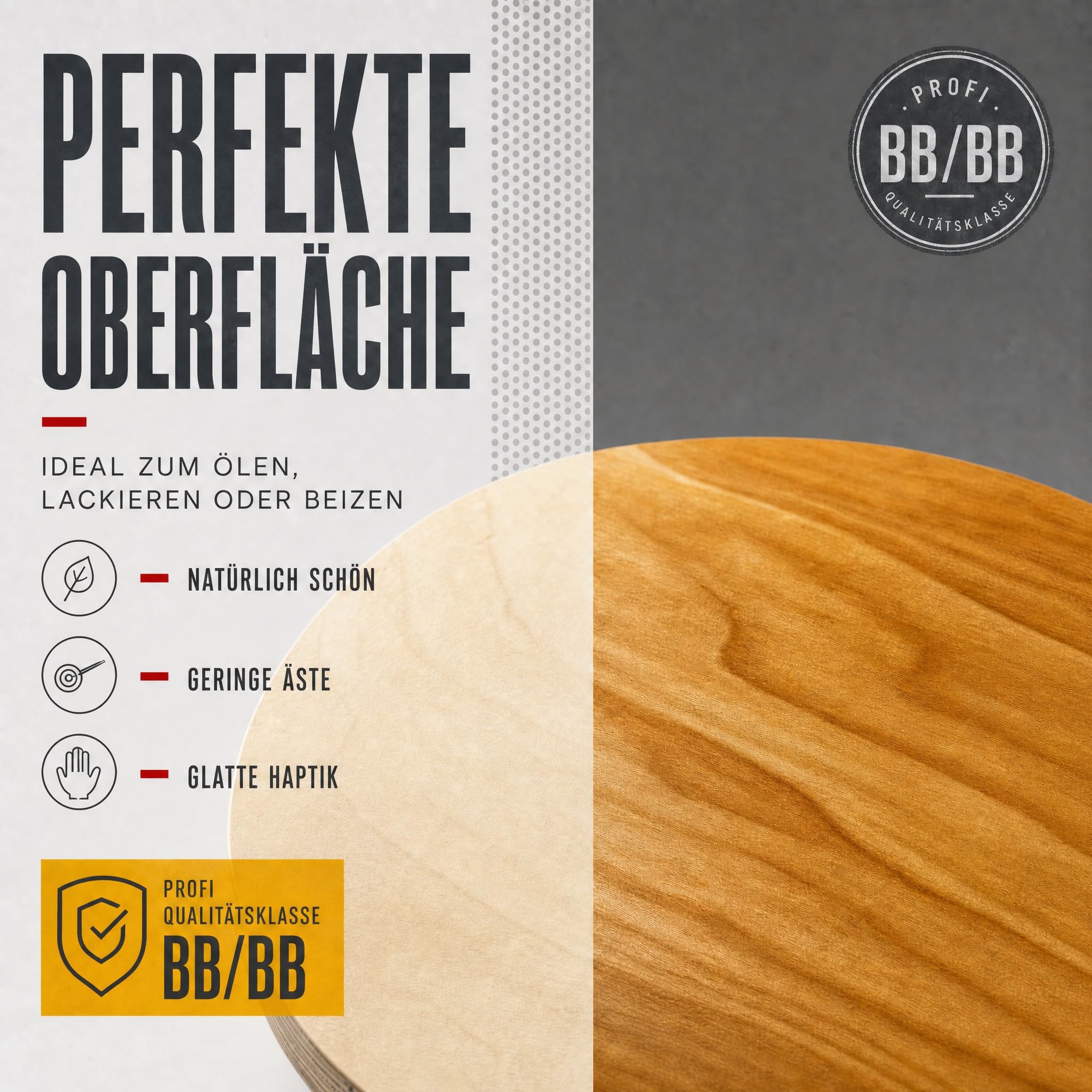 AUPROTEC Runde Tischplatte Ø 40 cm Birke Multiplex BB/BB I 30mm